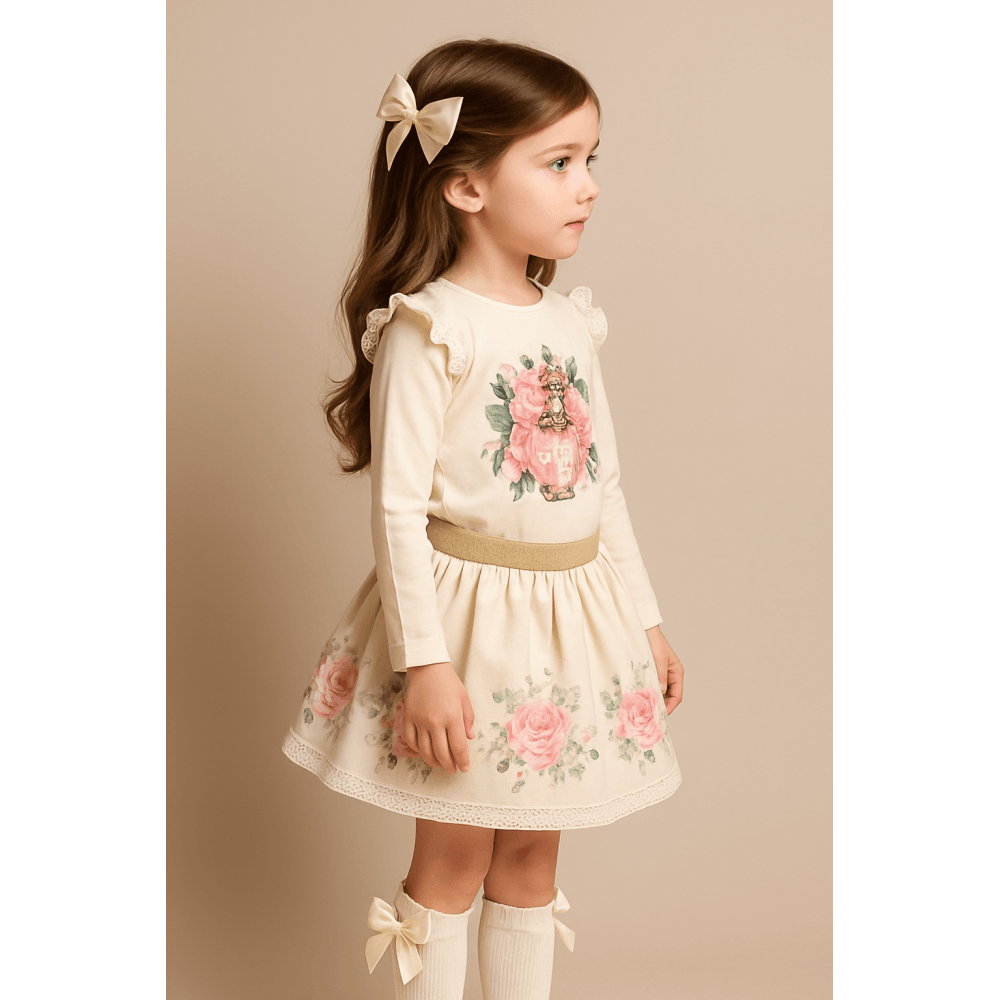 Girls Neon Kids Pearl Perfume Skirt & Top Set Cream