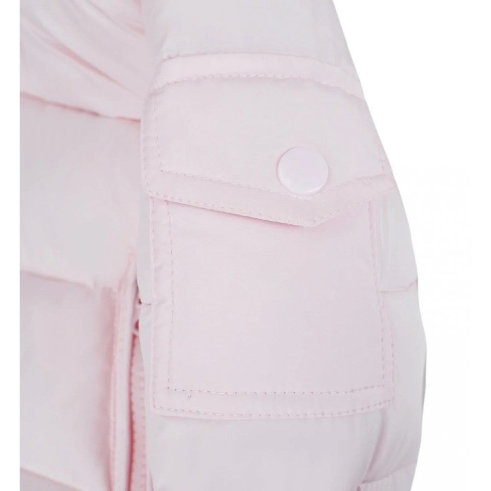 Faux Fur Hood Girls Padded Coat Pink