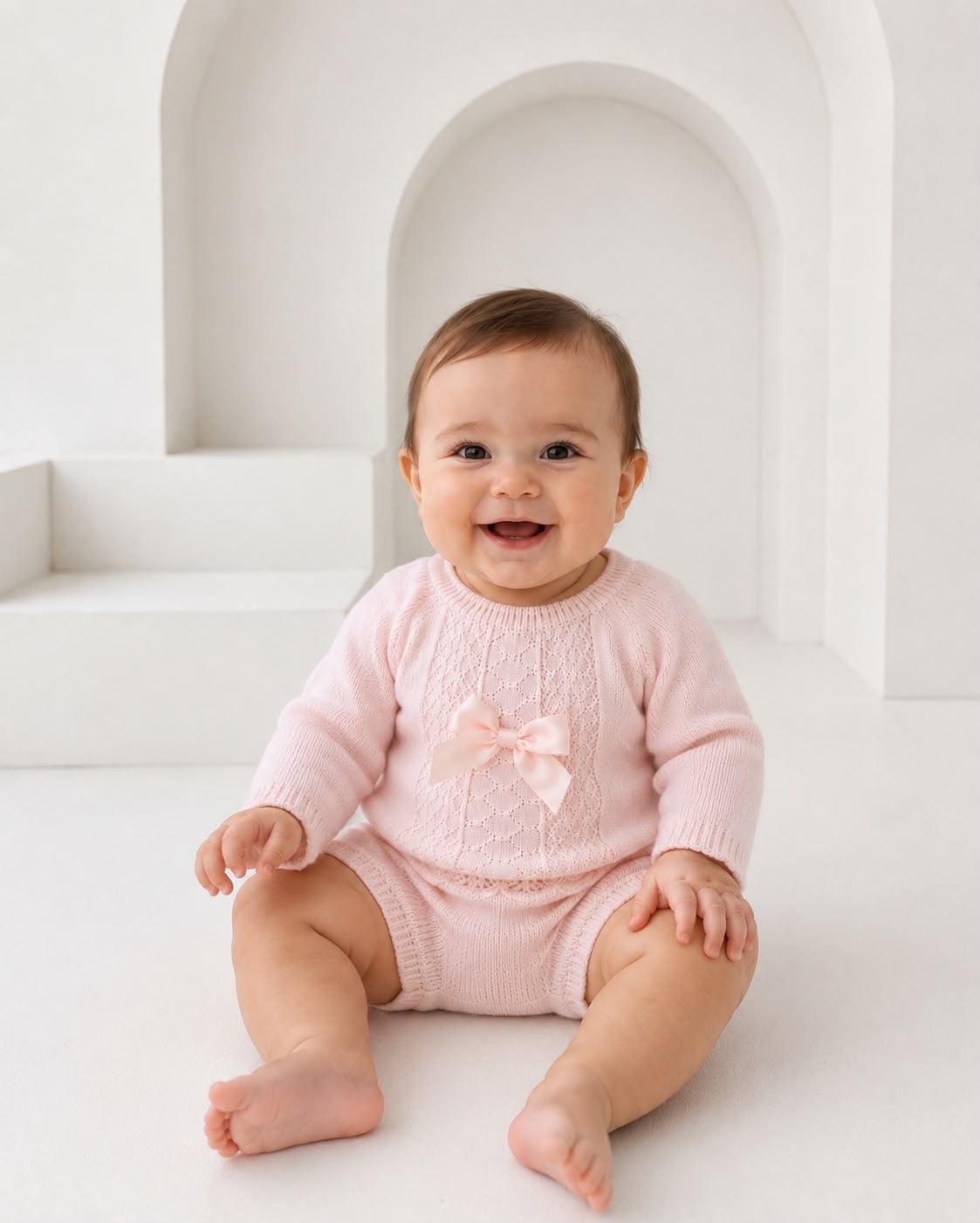 Tilda Pink Lace and Satin Bow Pants Set