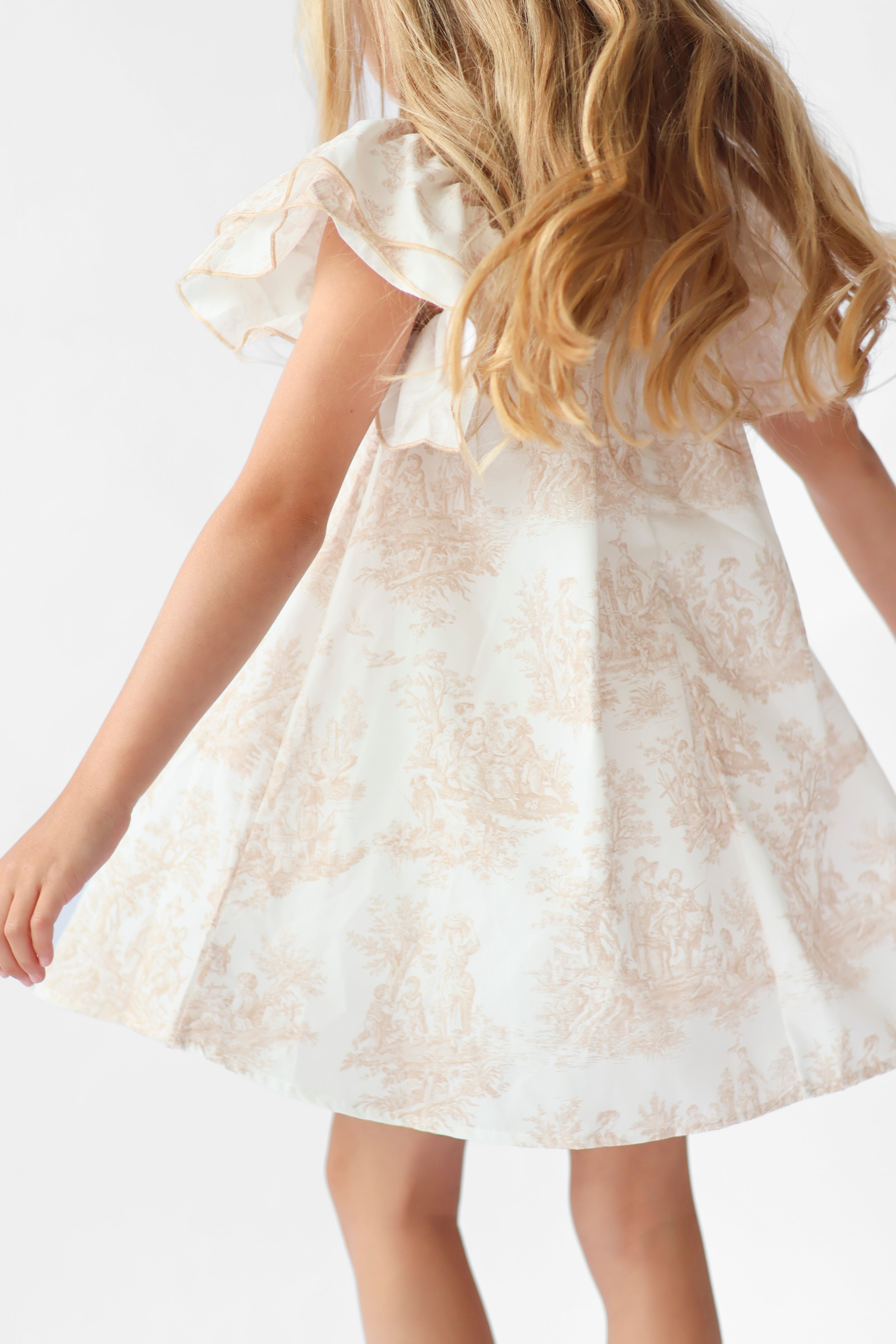 Lyla Girls Paisley Print Shirt Dress Beige