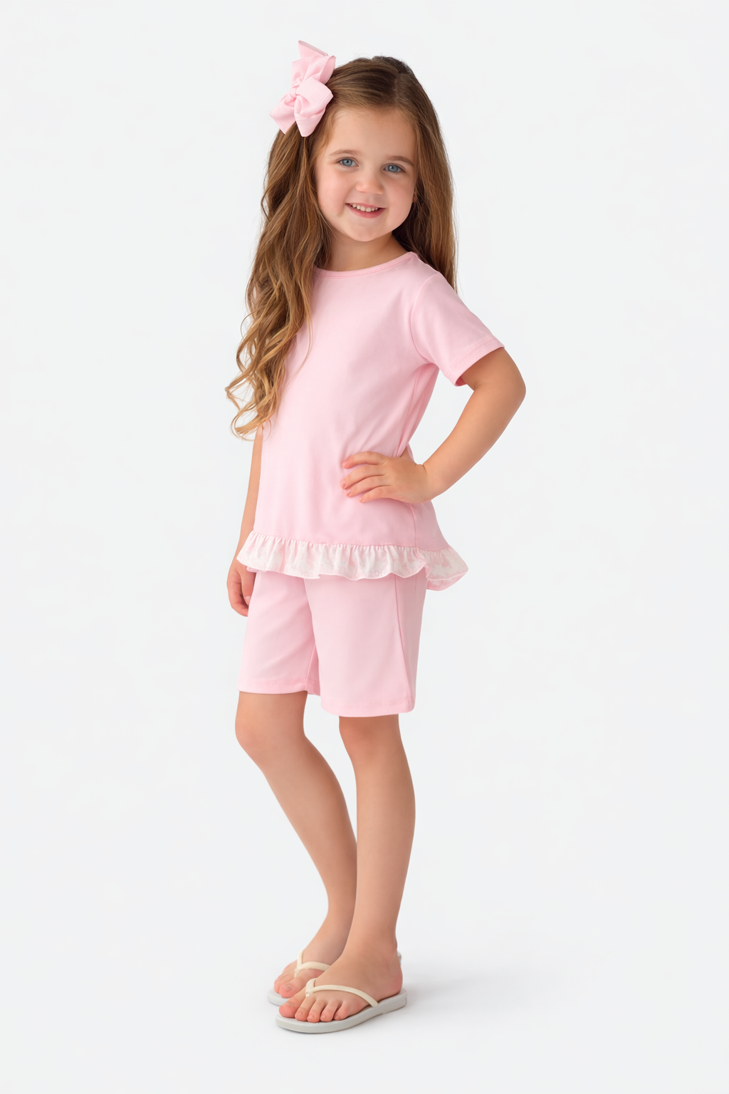 Rose Girls Frilly Shorts & Top Set Pink