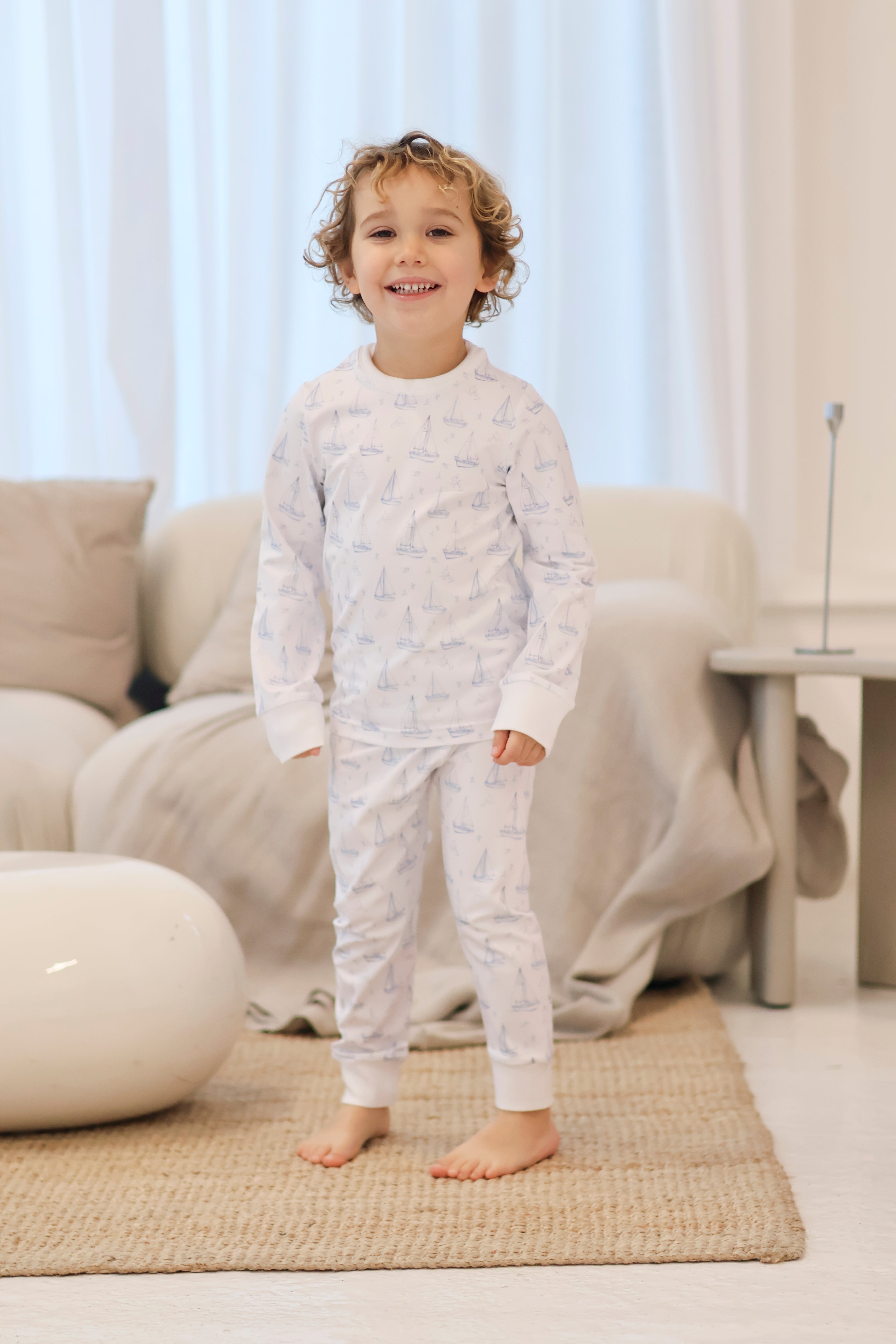 Boys Sailor Boat Print Blue Pyjama’s