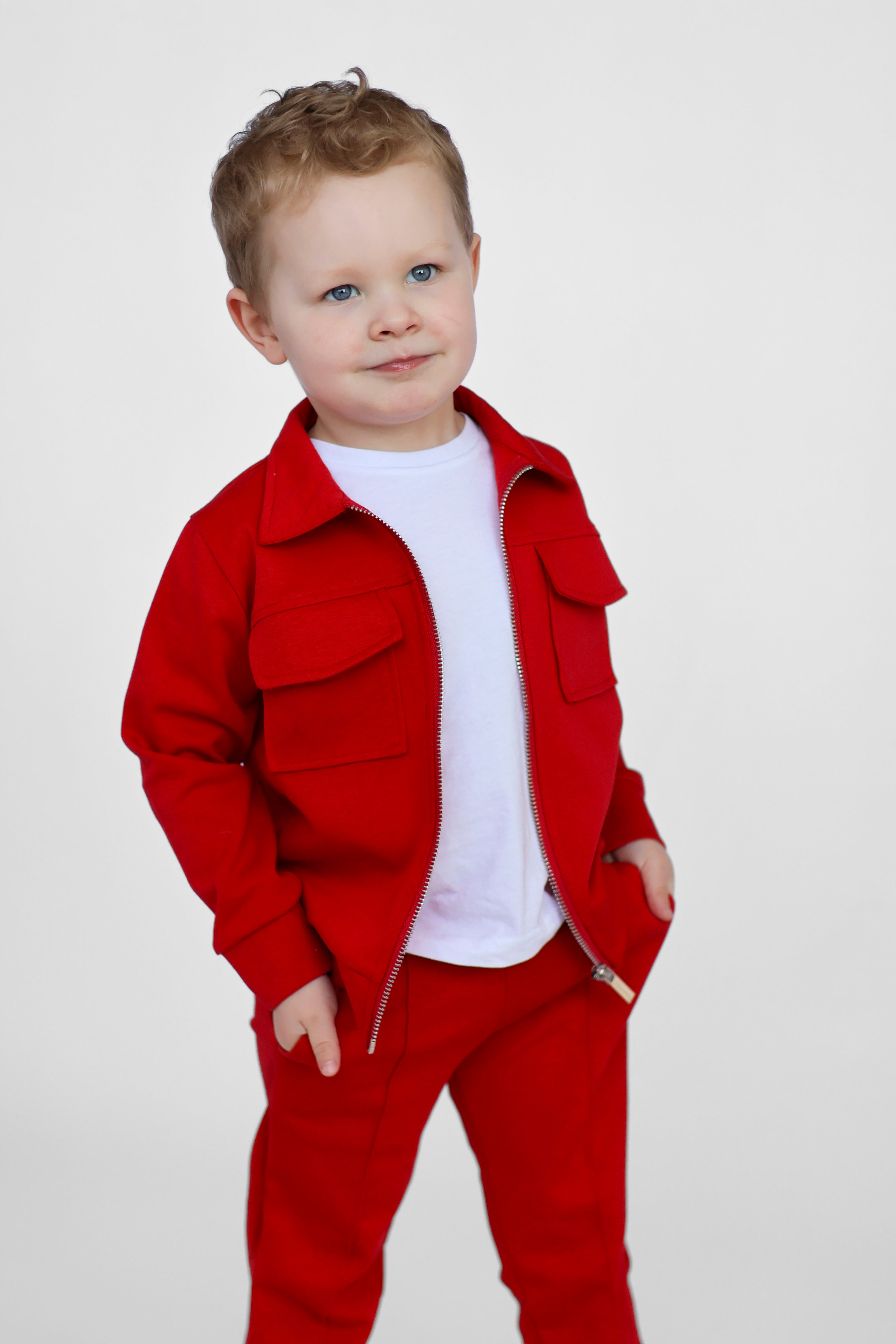 Marcus Boys Zip Up Smart Tracksuit Red