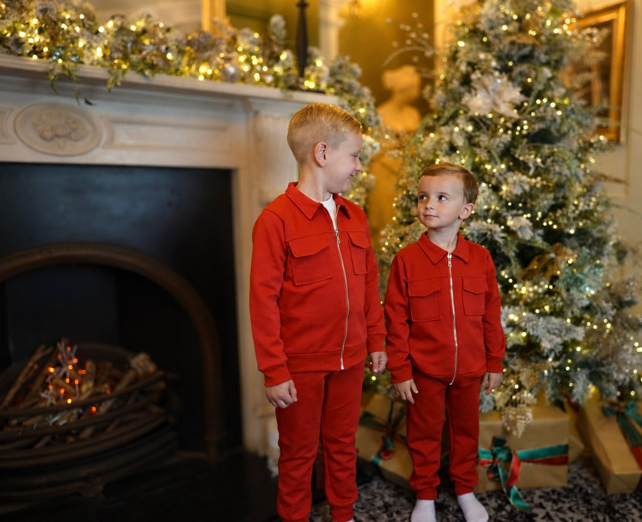 Marcus Boys Zip Up Smart Tracksuit Red