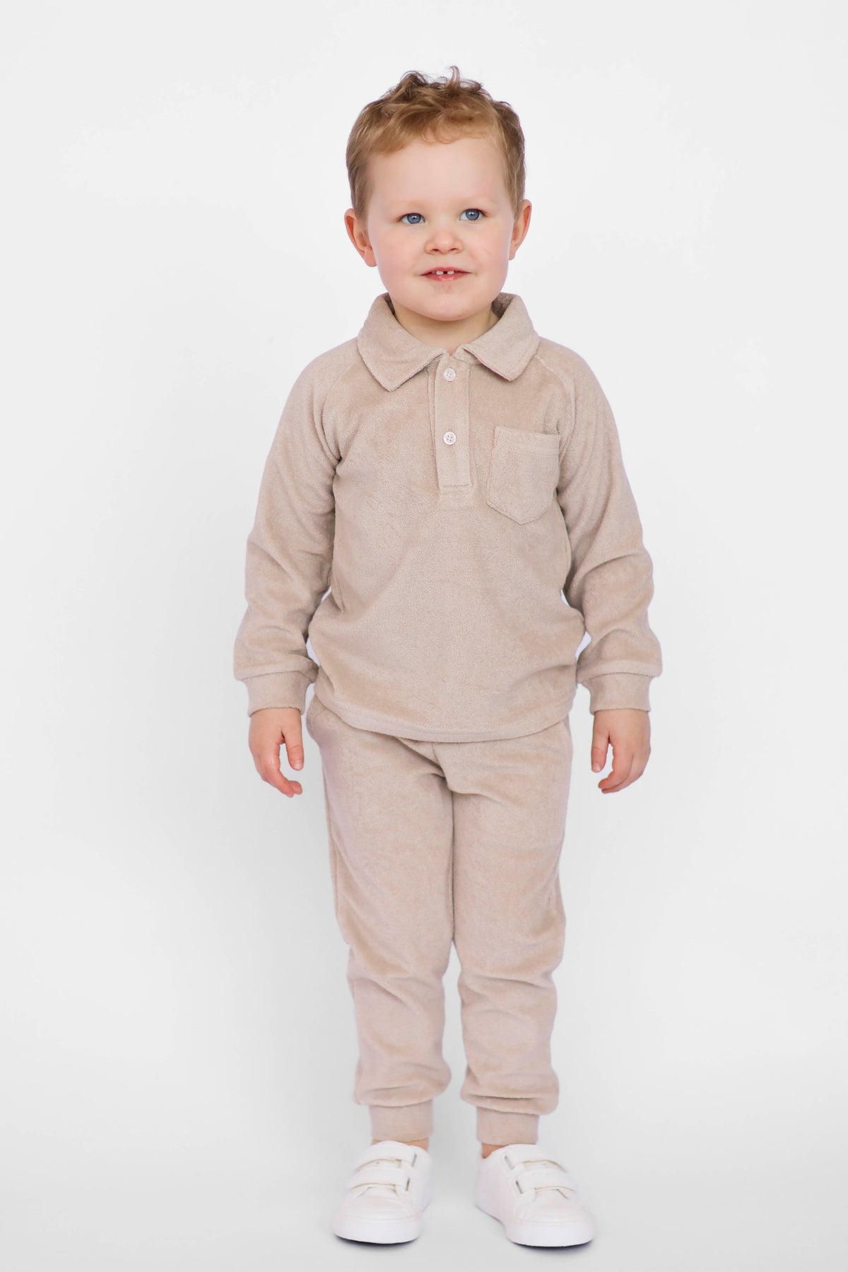 Oscar Boys Terry Towelling Tracksuit Beige