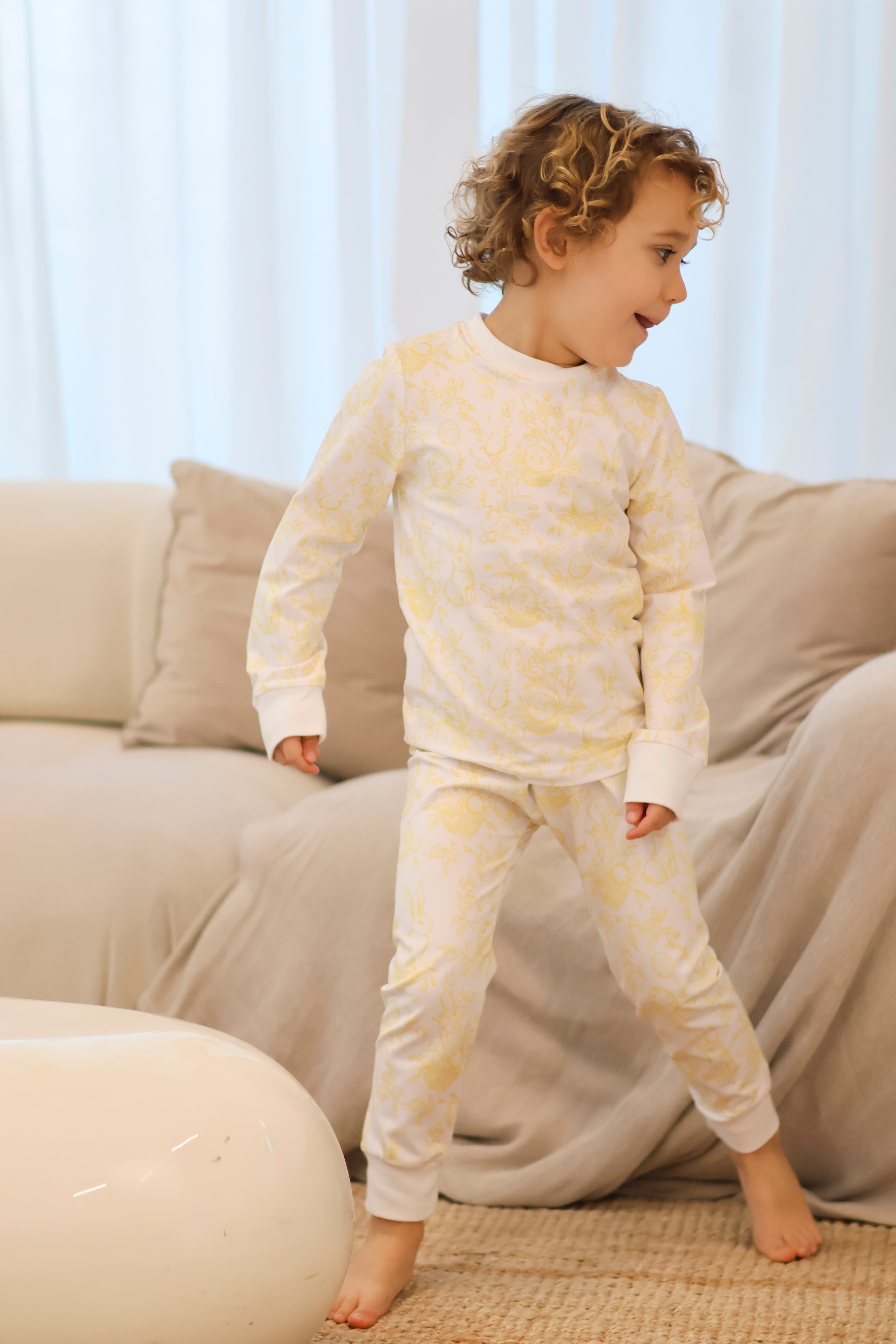 Bunny Easter Print Pyjamas Lemon