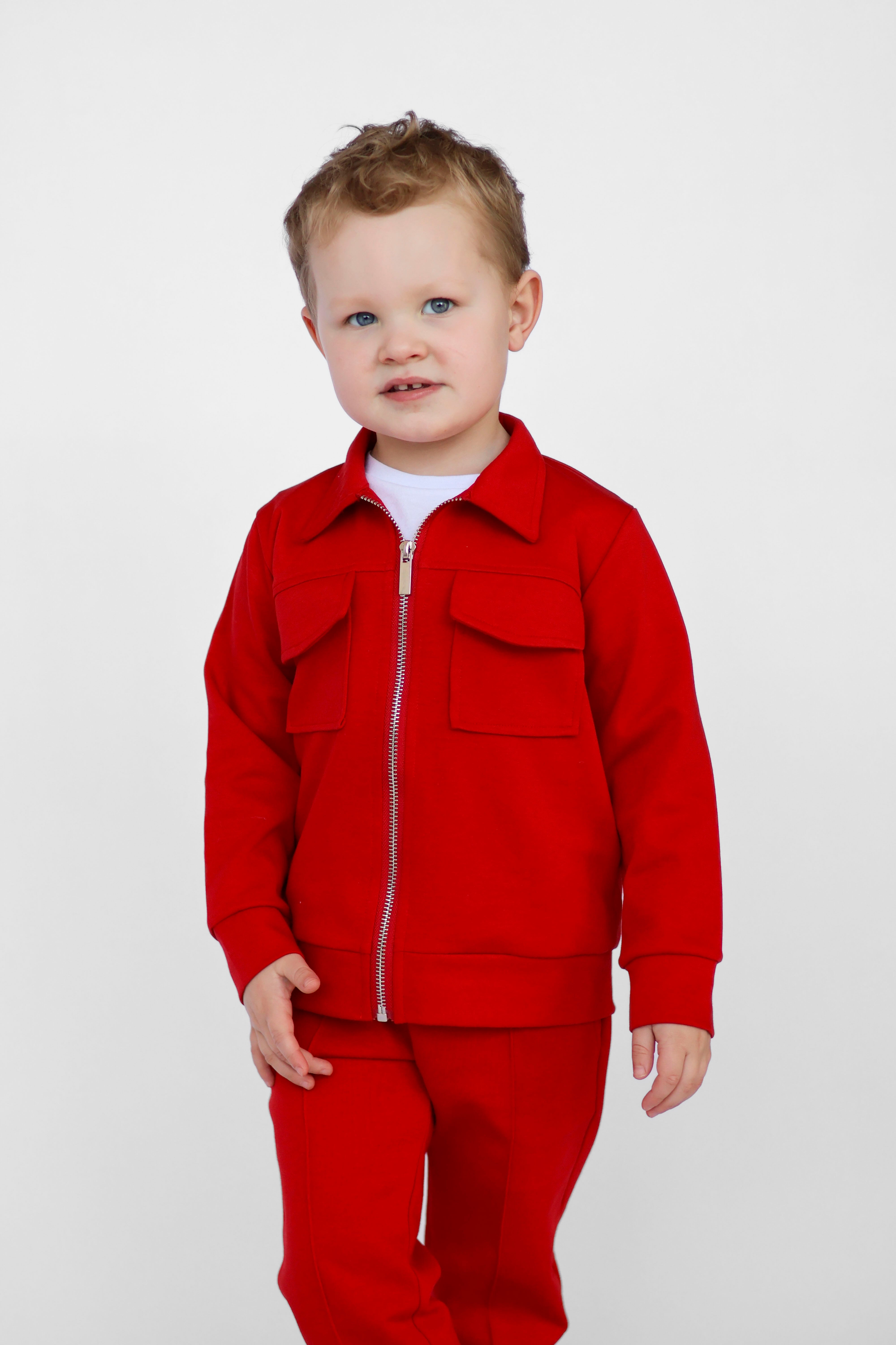 Marcus Boys Zip Up Smart Tracksuit Red