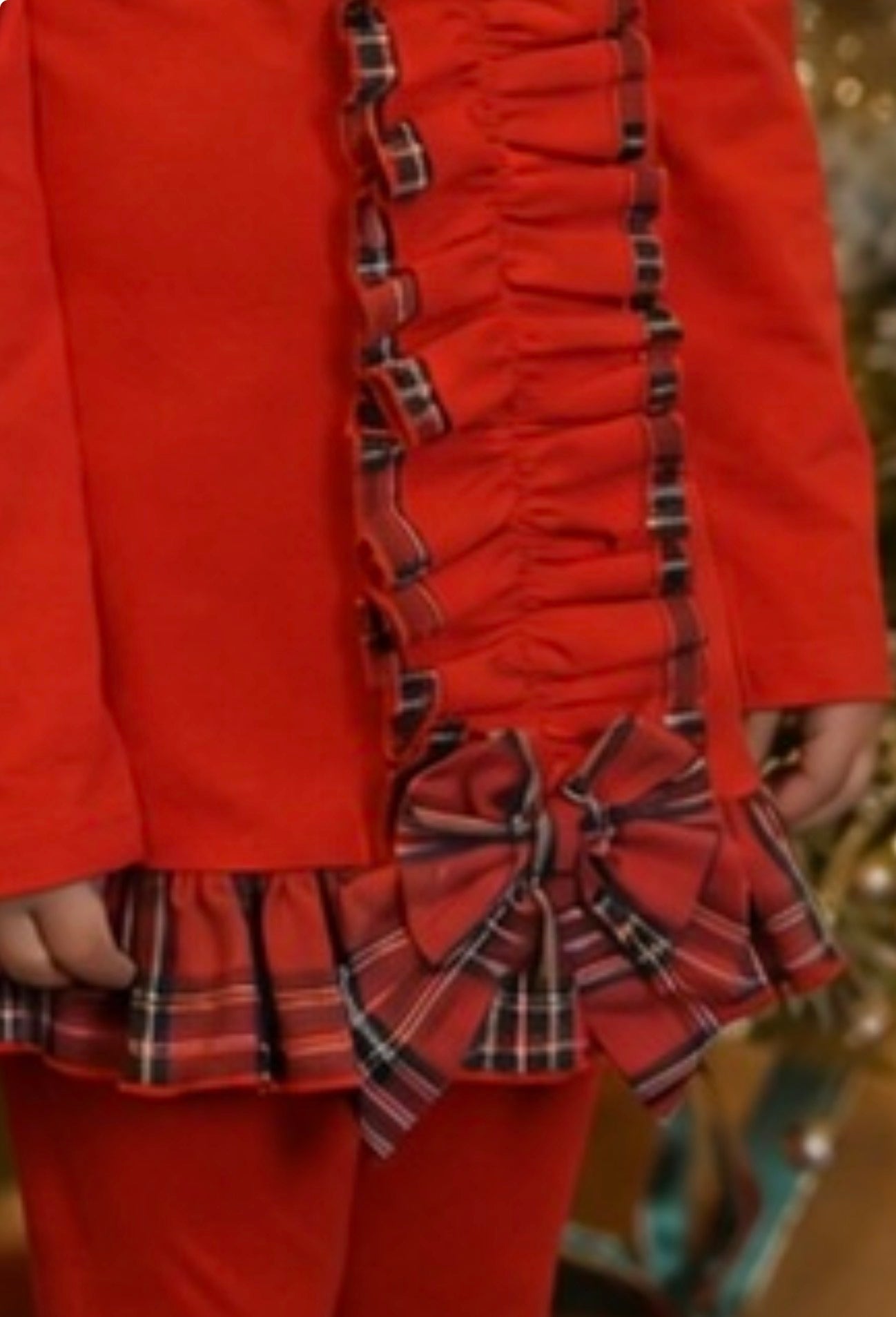 Pippa Girls Tartan Frilly Bow Tracksuit Red