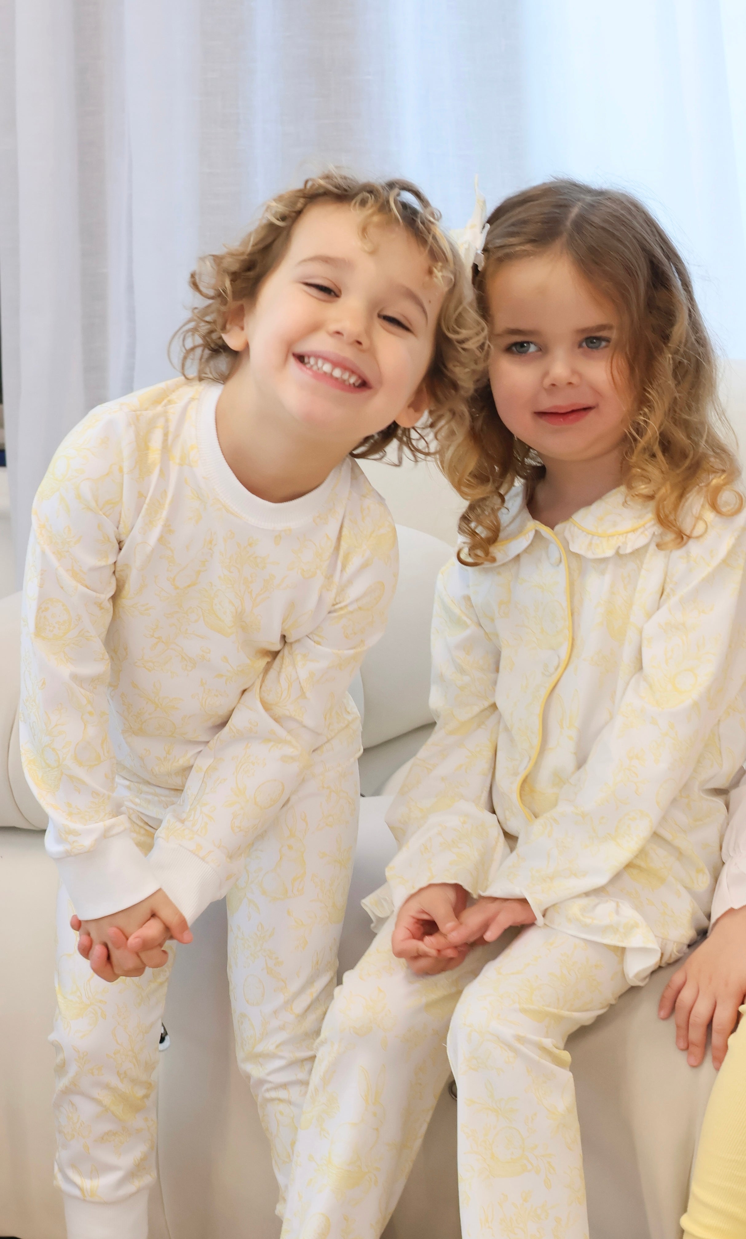 Bunny Girls Easter Print Pyjamas Lemon