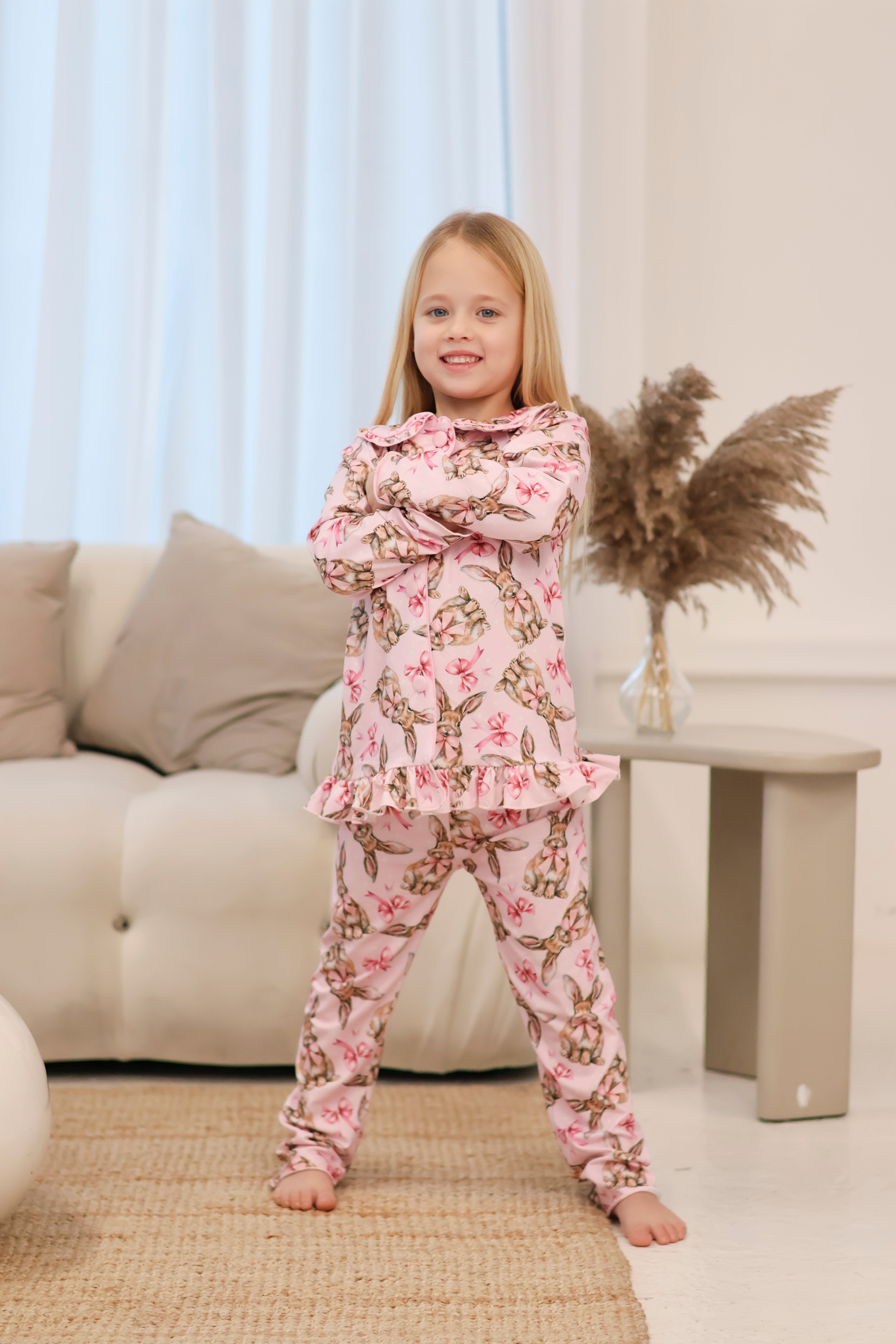Rabbit Girls Frilly Pink Pyjamas