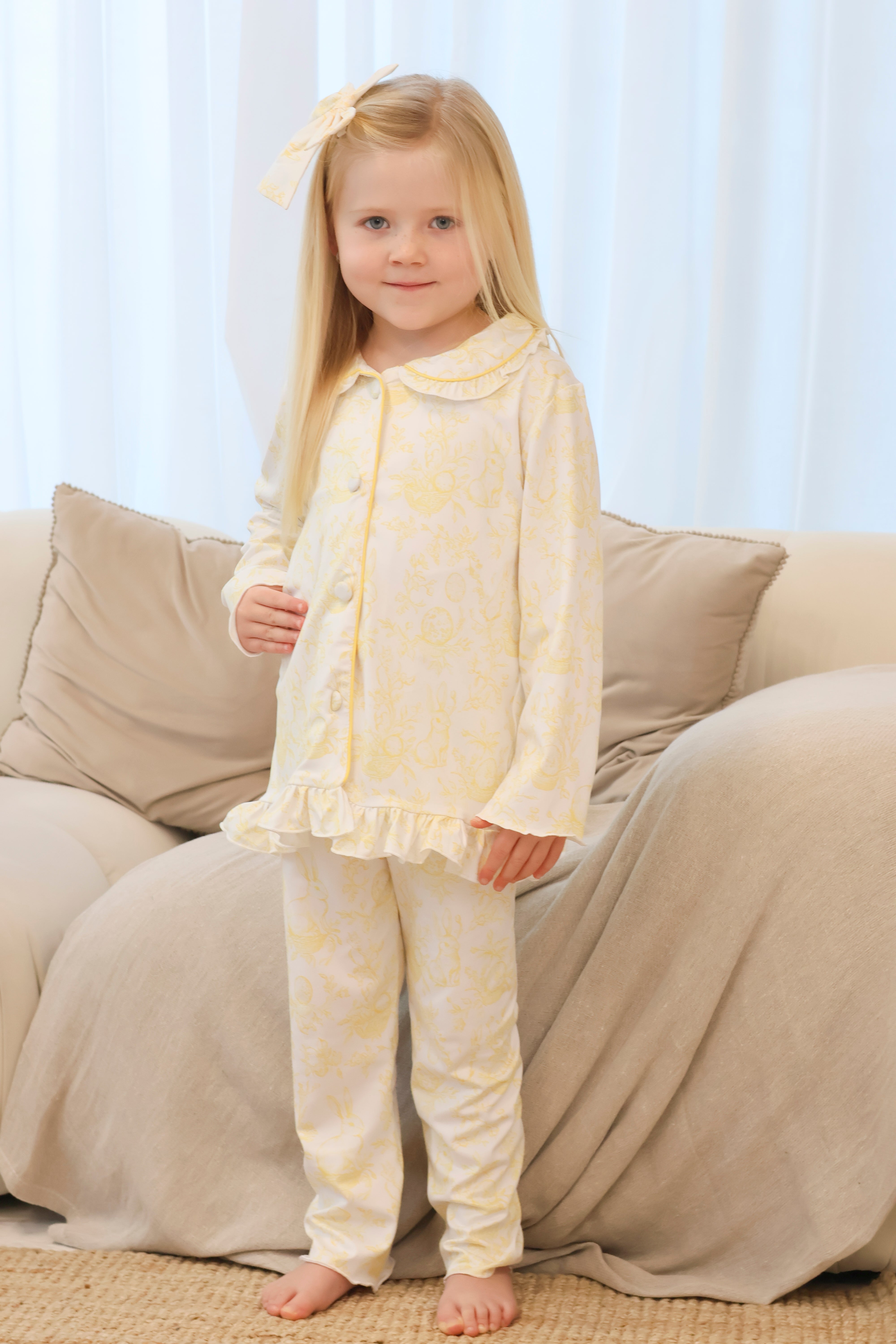 Bunny Girls Easter Print Pyjamas Lemon