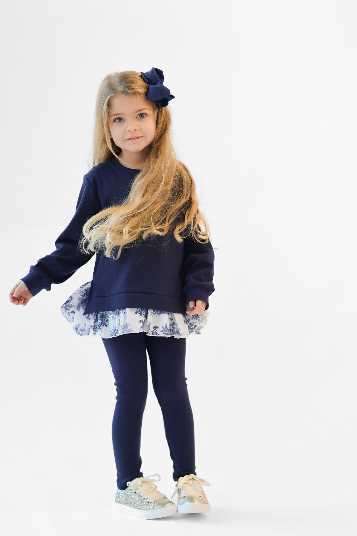 Maeve Ribbed Girls Jumper & Legging Tracksuit Set Navy