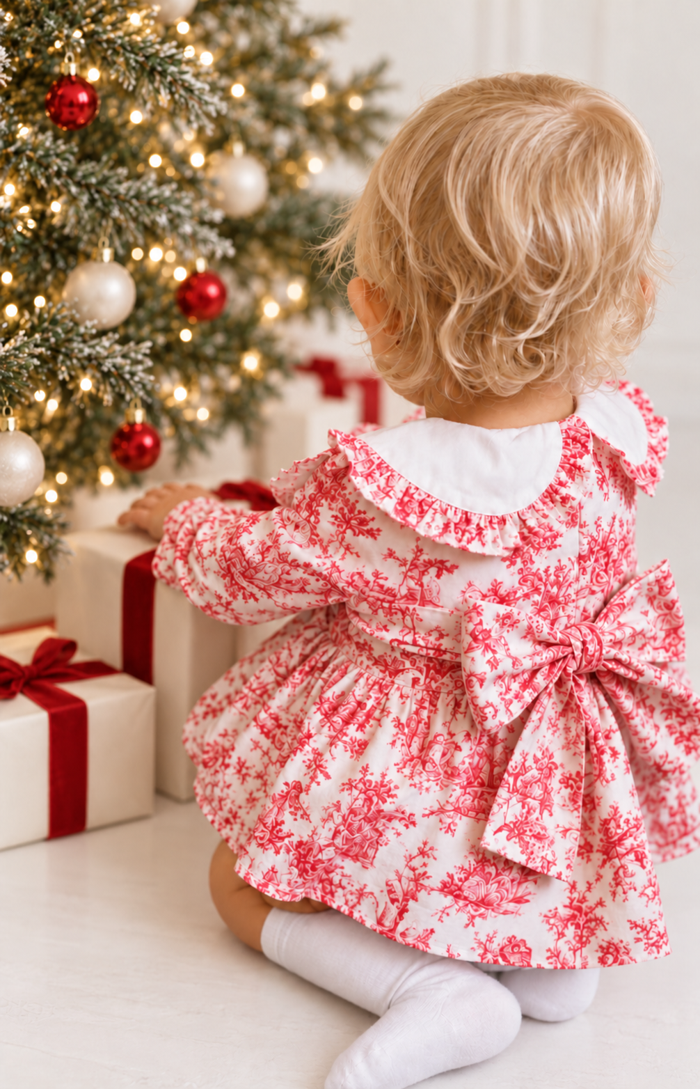 Valerie Luxe Toile Girls 3pc Romper Set Red
