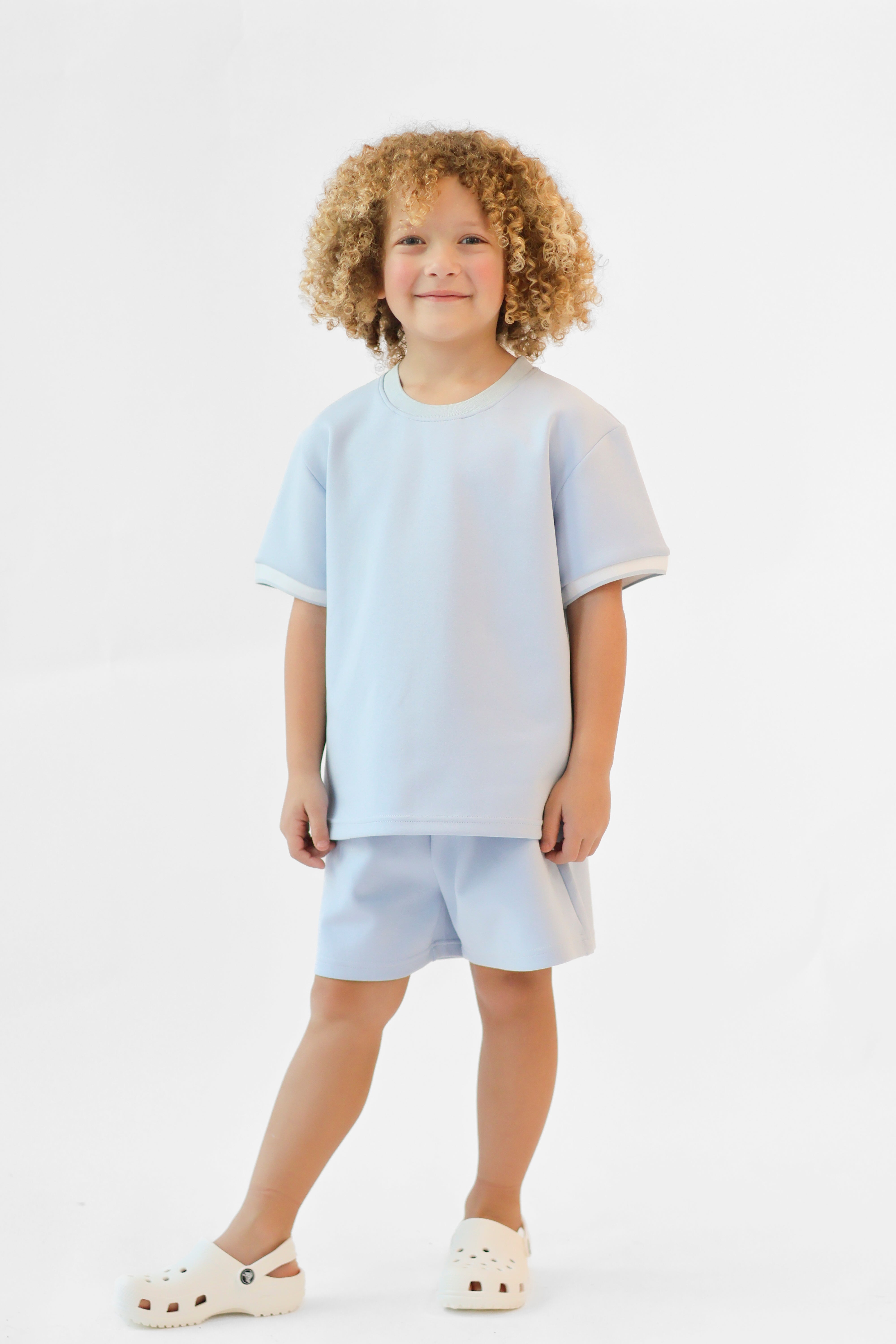 Benny Boys Plain T-Shirt & Shorts Set Blue