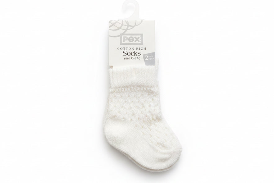 Pex 2 Pack Crochet Socks White