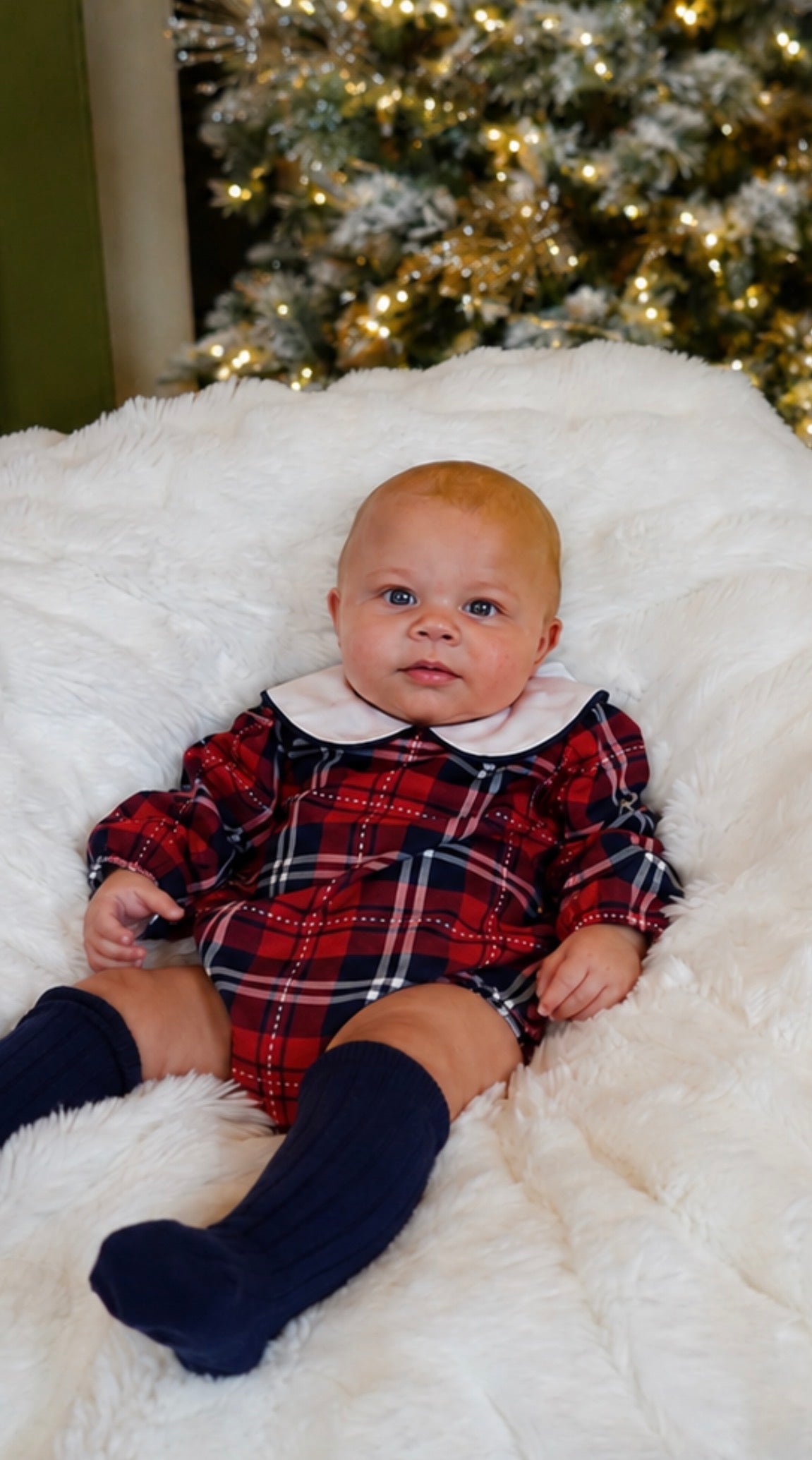 Noel Boys Romper Navy Tartan 2pc Romper Set