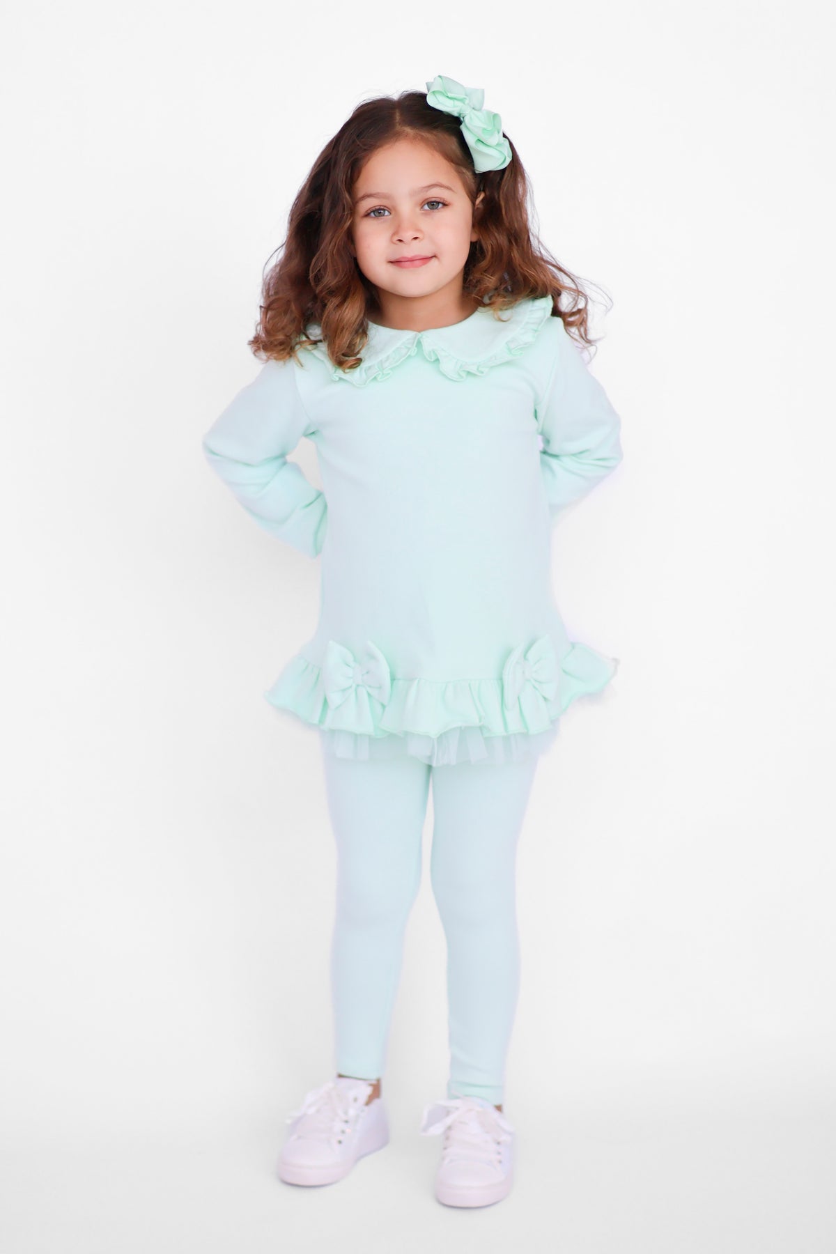 Phoebe Premium Cotton Girls Jumper & Legging Tracksuit Set Mint