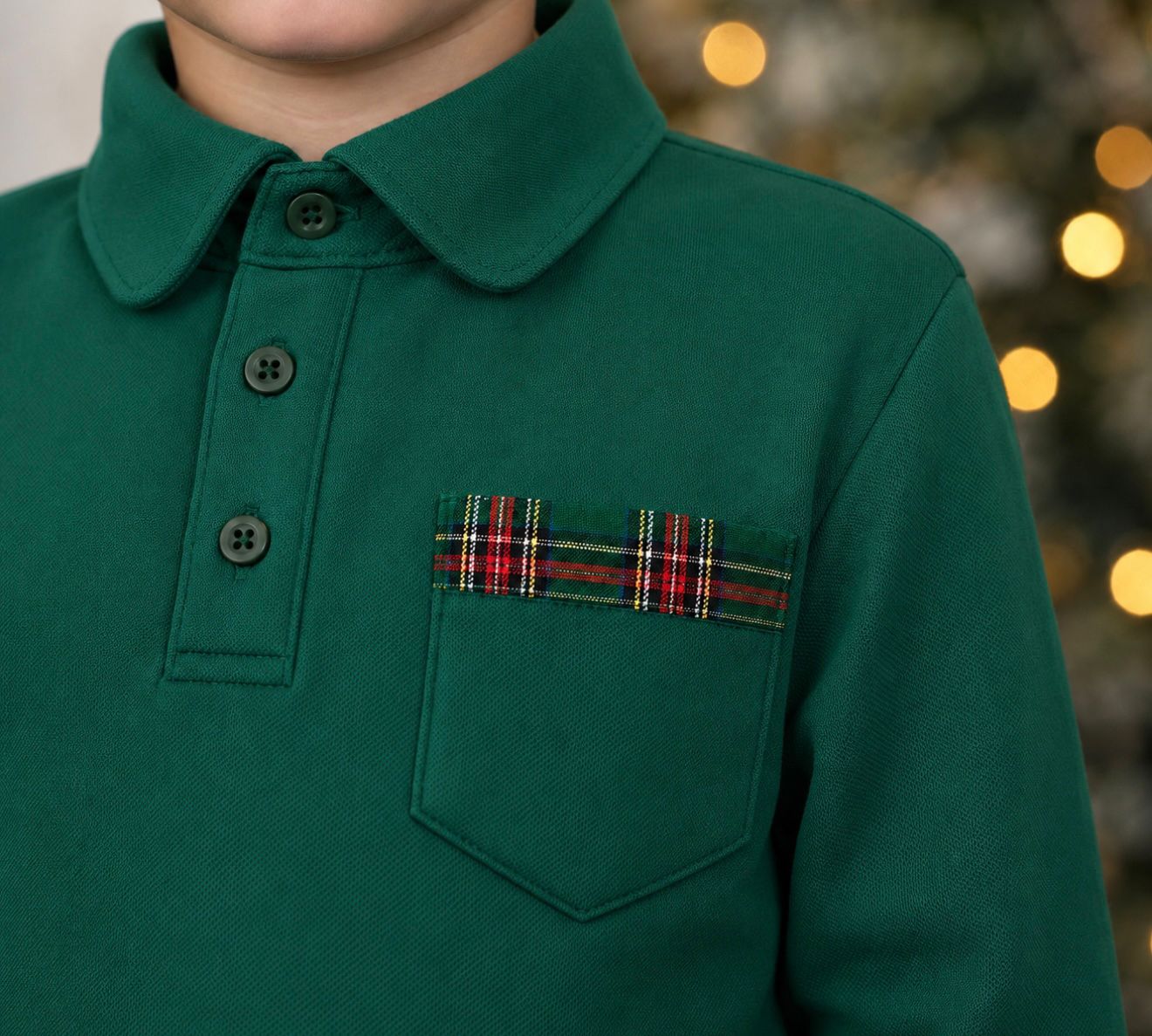 Bellamy Boys Polo Top Green Tartan
