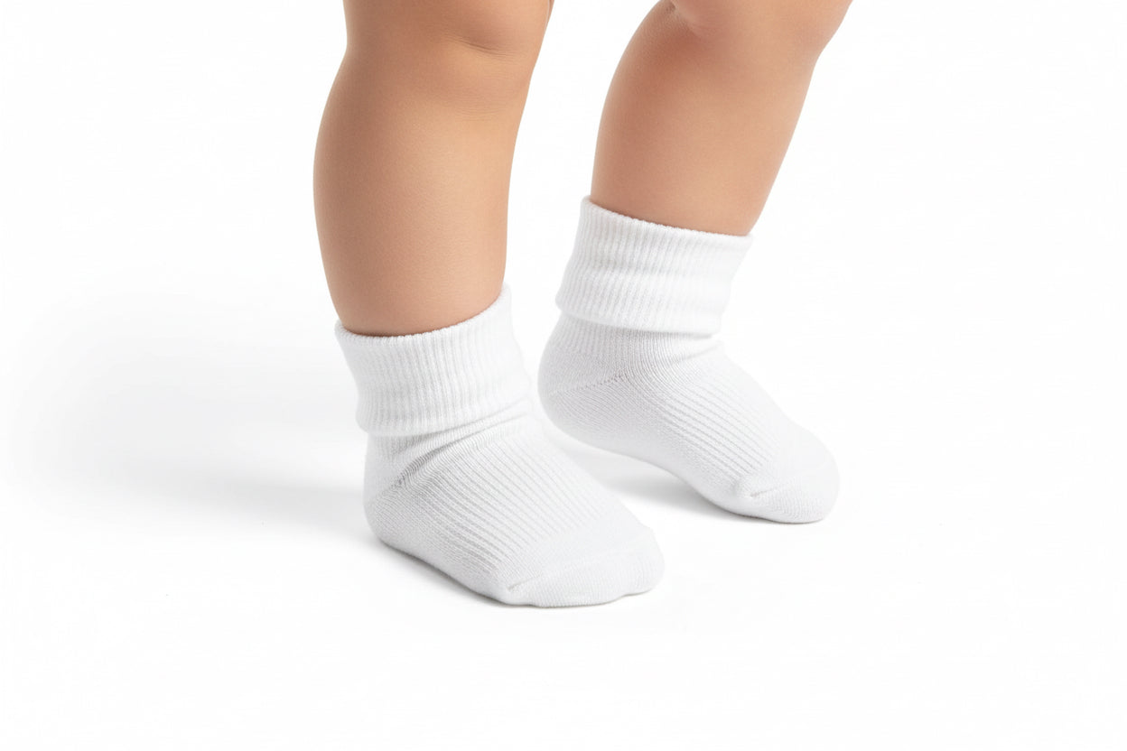 Baby Short Ribbed Ankle Socks White