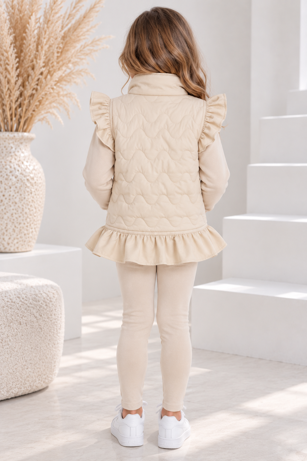Millie Girls Padded Gilet Beige