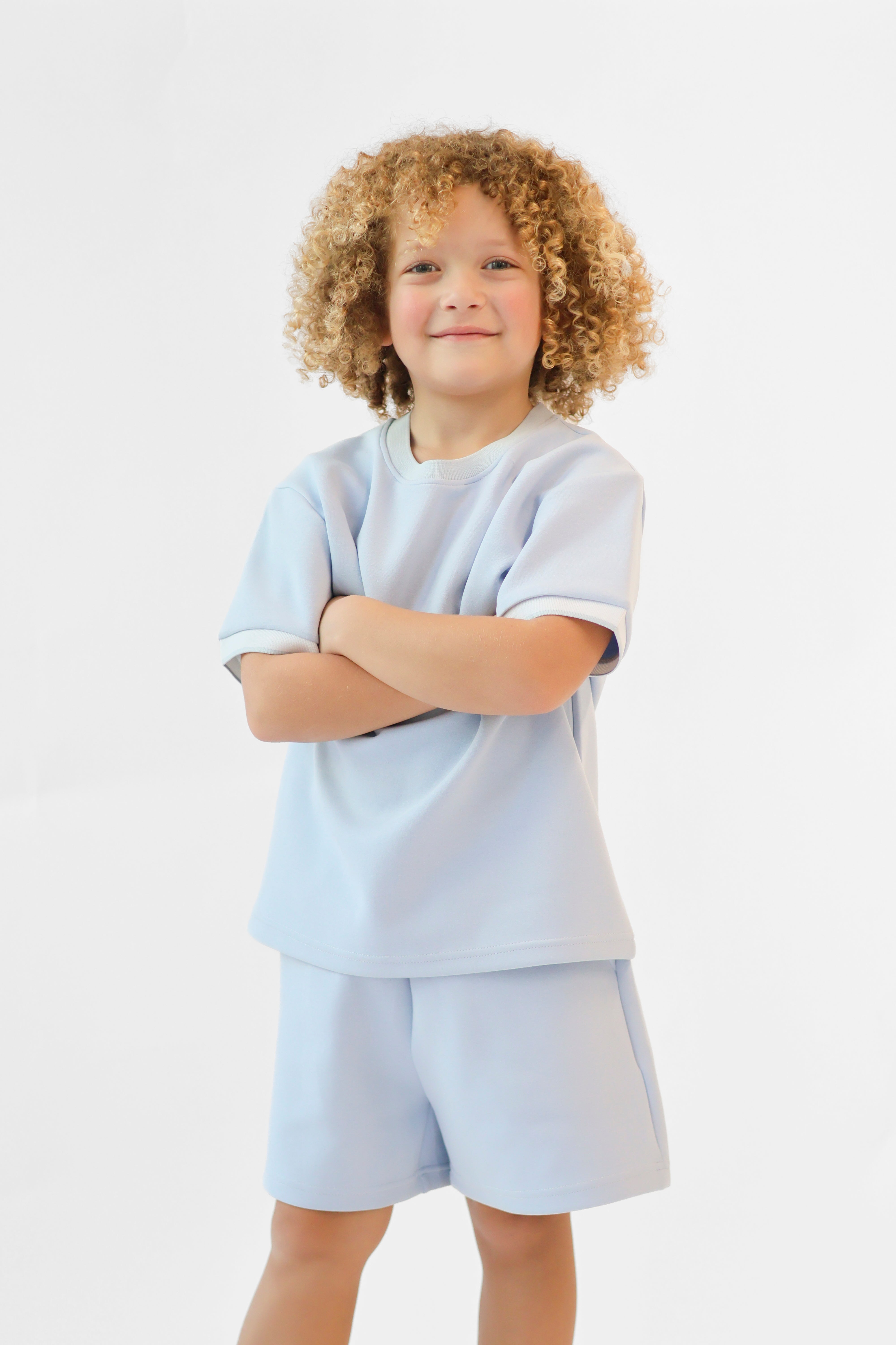 Benny Boys Plain T-Shirt & Shorts Set Blue