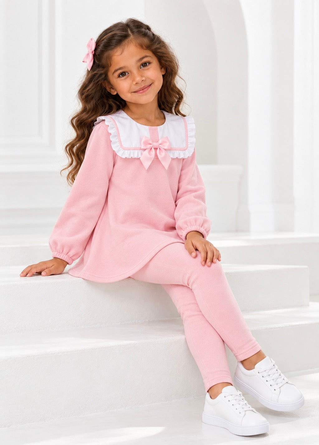 Marcie Luxe Girls Legging Tracksuit Set Pink
