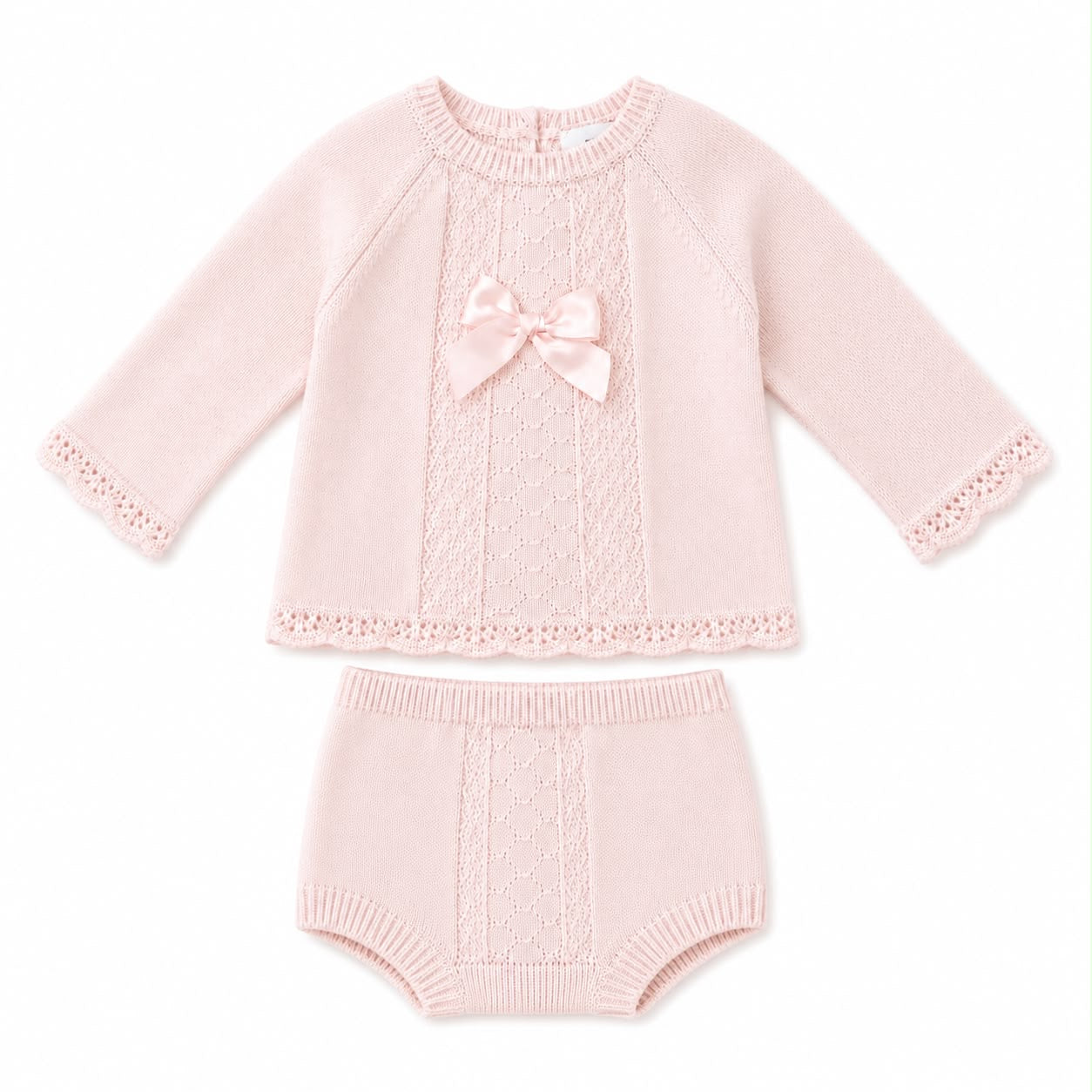Tilda Pink Lace and Satin Bow Pants Set