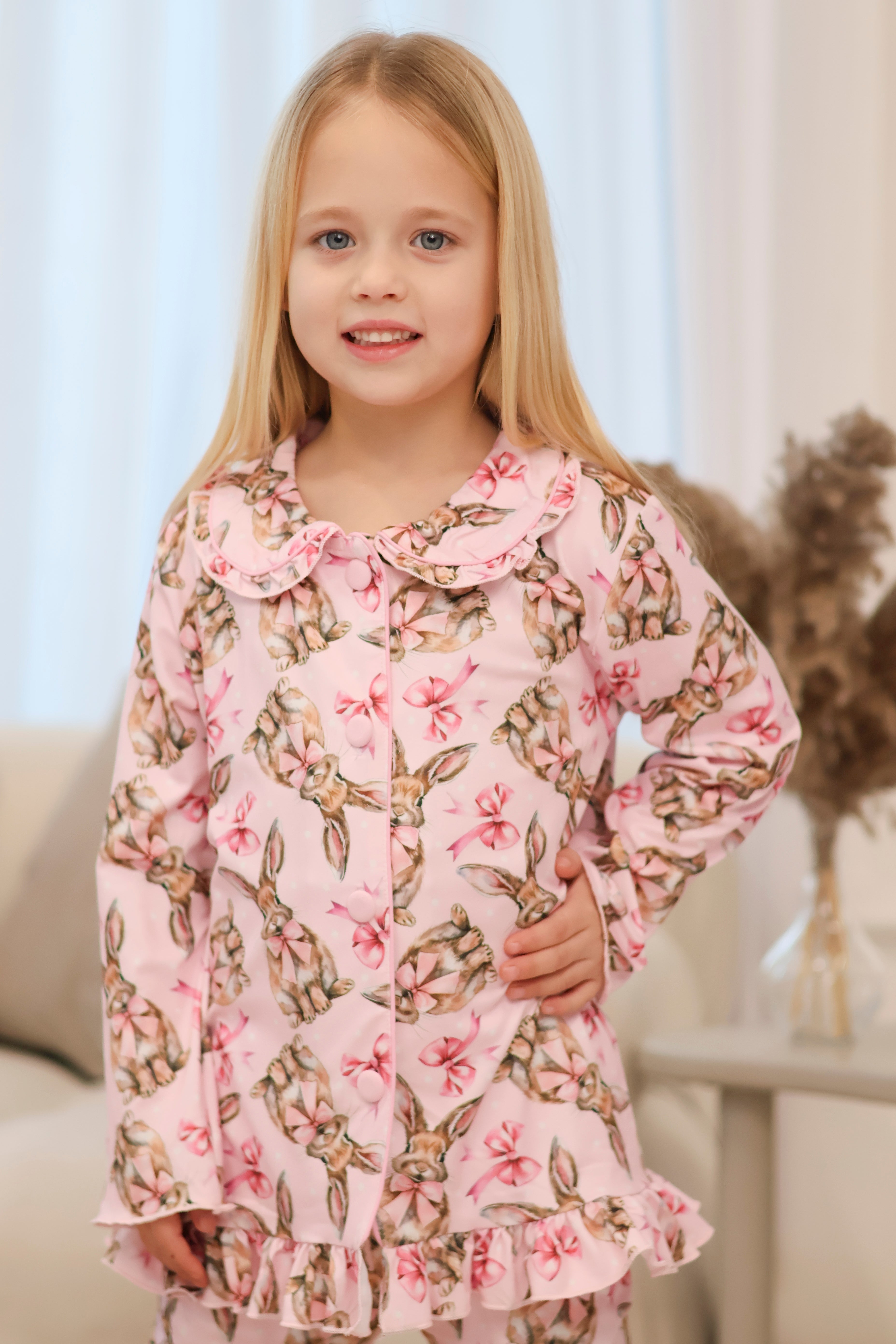 Rabbit Girls Frilly Pink Pyjamas
