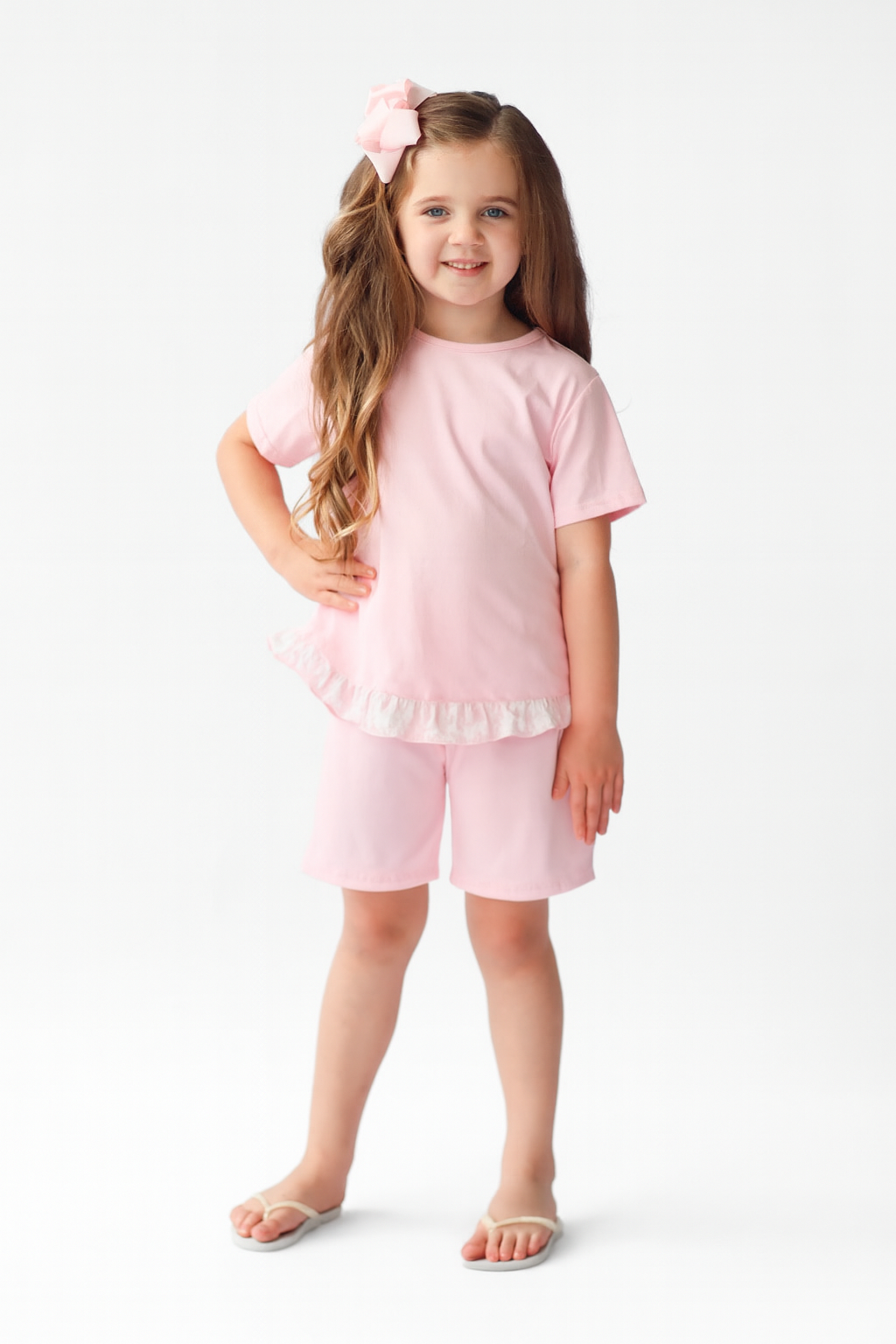 Rose Girls Frilly Shorts & Top Set Pink