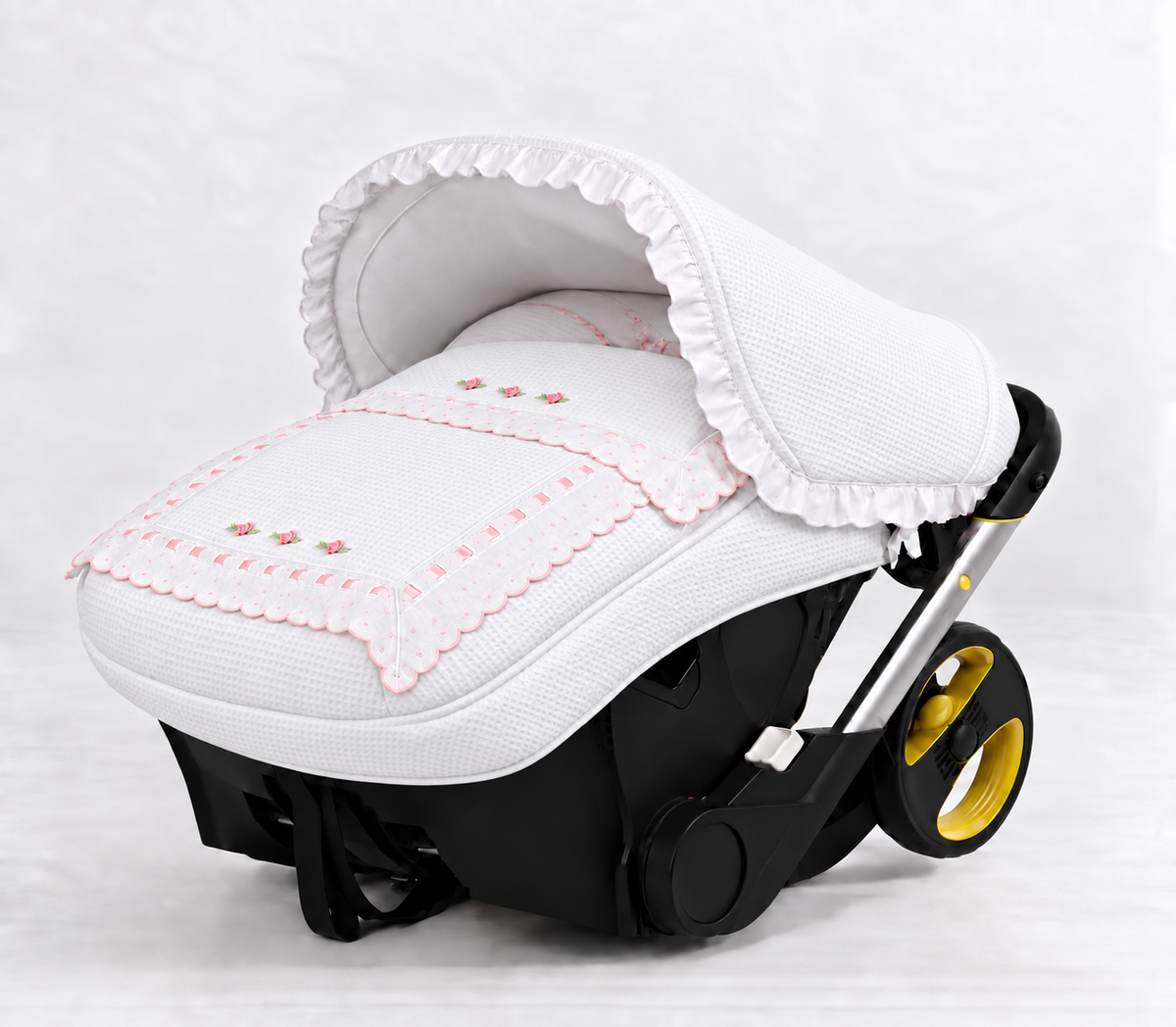072227 White Rose Bud Car Seat Doona Cover