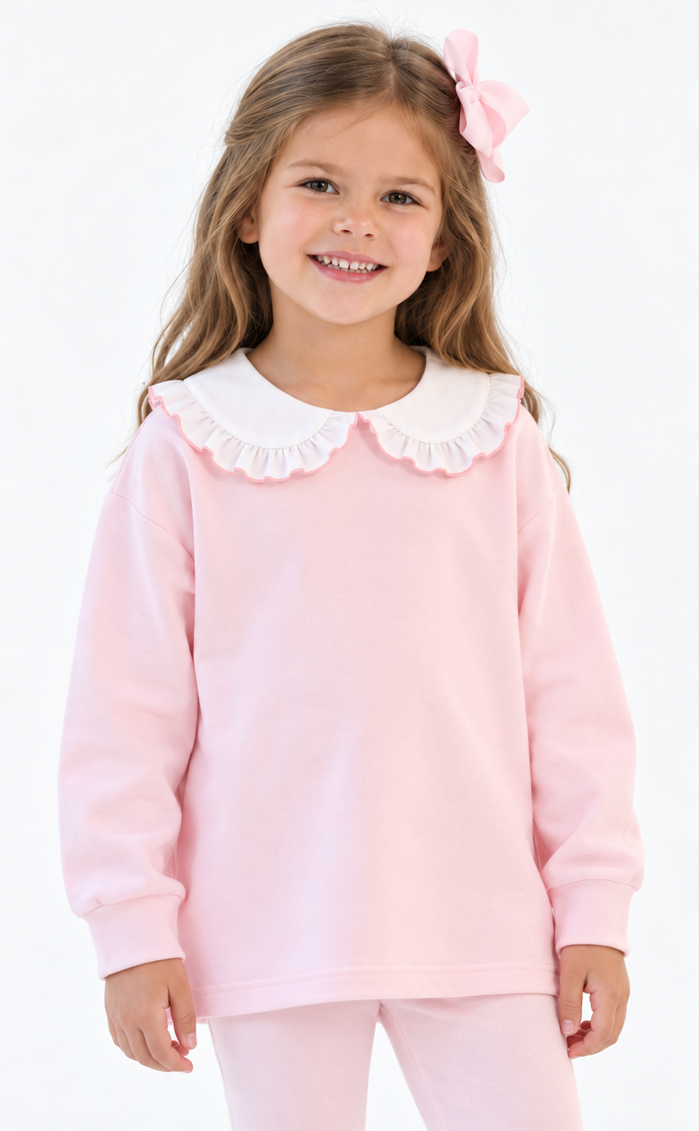 PRE ORDER Matilda Luxe Girls Frill Collar Legging Tracksuit Set Pink