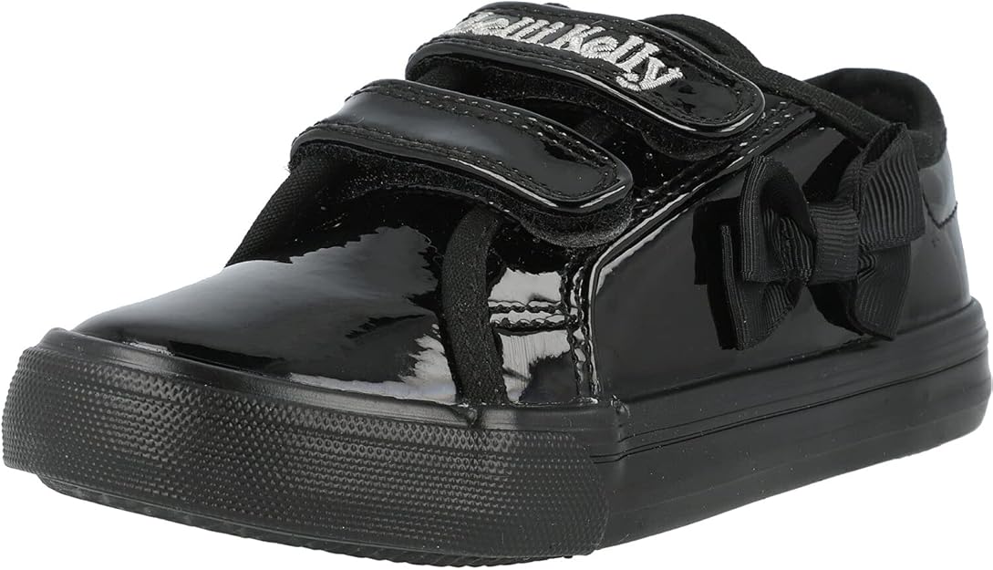 LK8199 Lily Black Patent Bow Plimsole