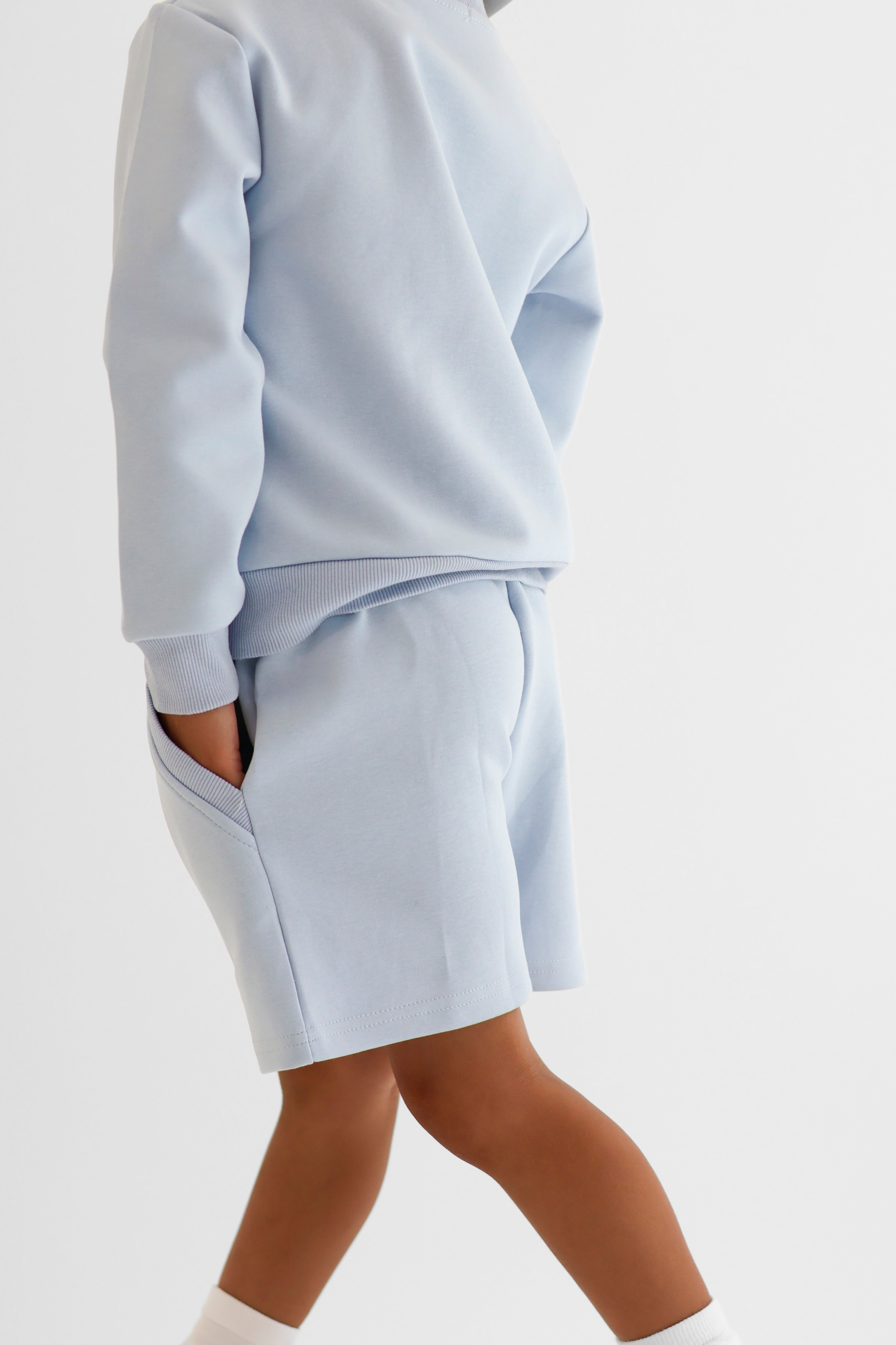 Enzo Boys Plain Jumper & Shorts Set Blue