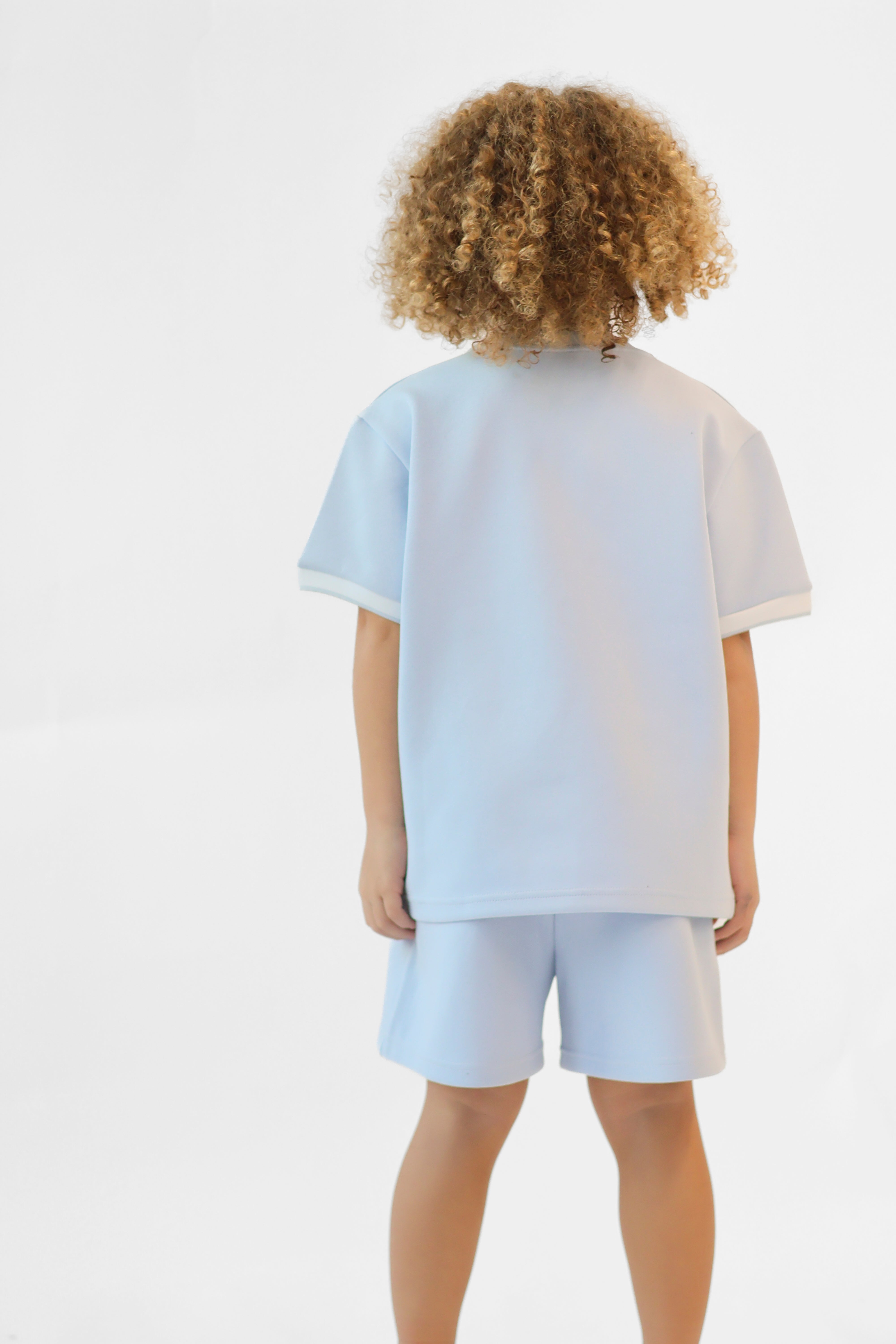 Benny Boys Plain T-Shirt & Shorts Set Blue