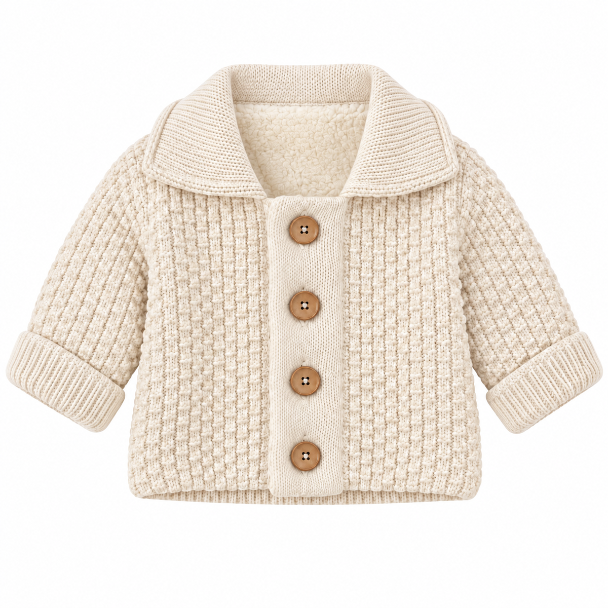 Finbar Fleece Lined Luxury Pex Baby Boys Knitted Jacket Cream