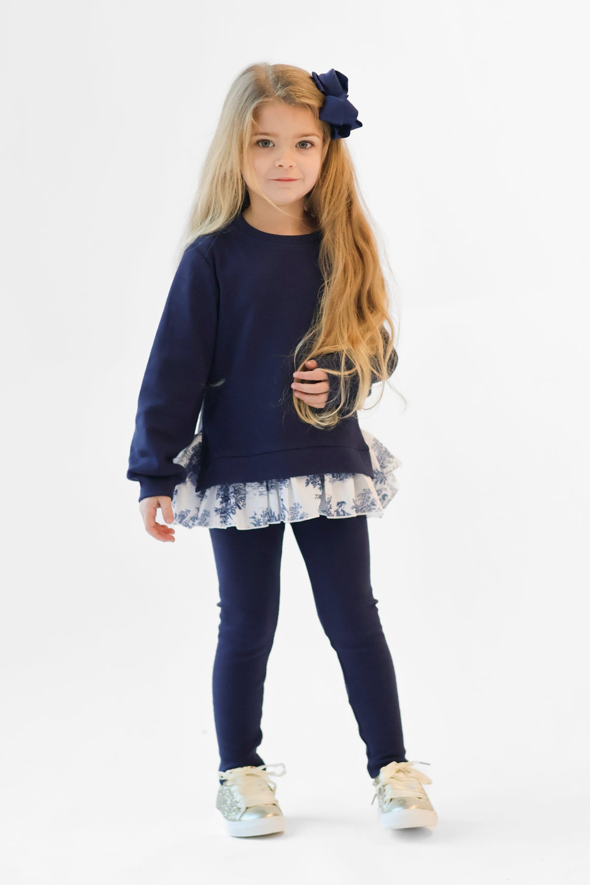 Maeve Ribbed Girls Jumper & Legging Tracksuit Set Navy