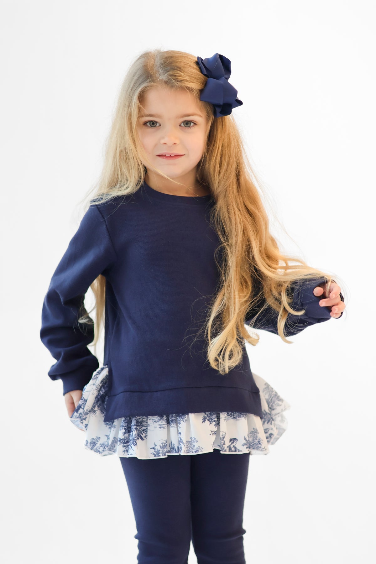 Maeve Ribbed Girls Jumper & Legging Tracksuit Set Navy