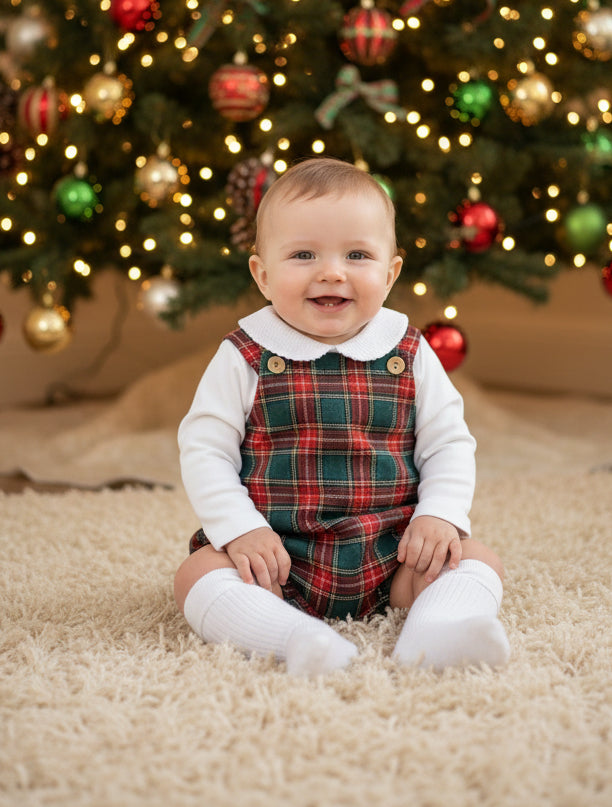 32516 Boys Tartan Romper Suit