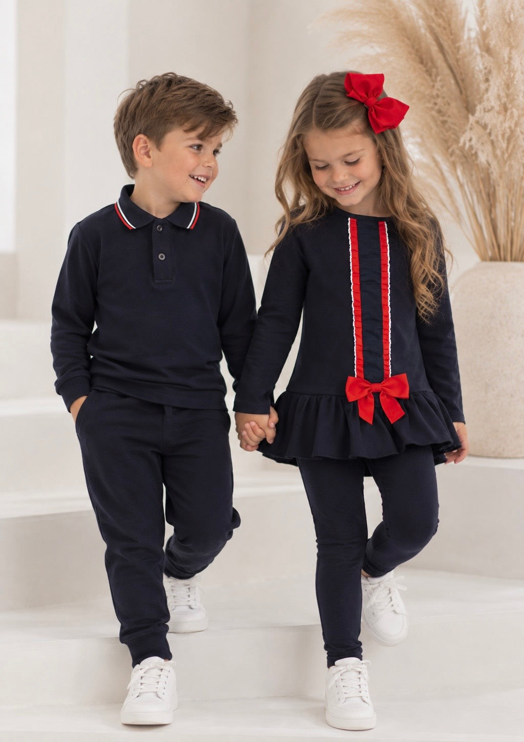 Alanna Girls Frilly Ribbon Tracksuit Navy