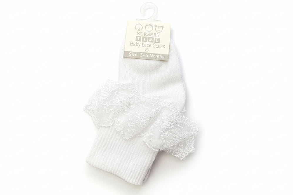 Baby Lace Frill Ankle Socks White
