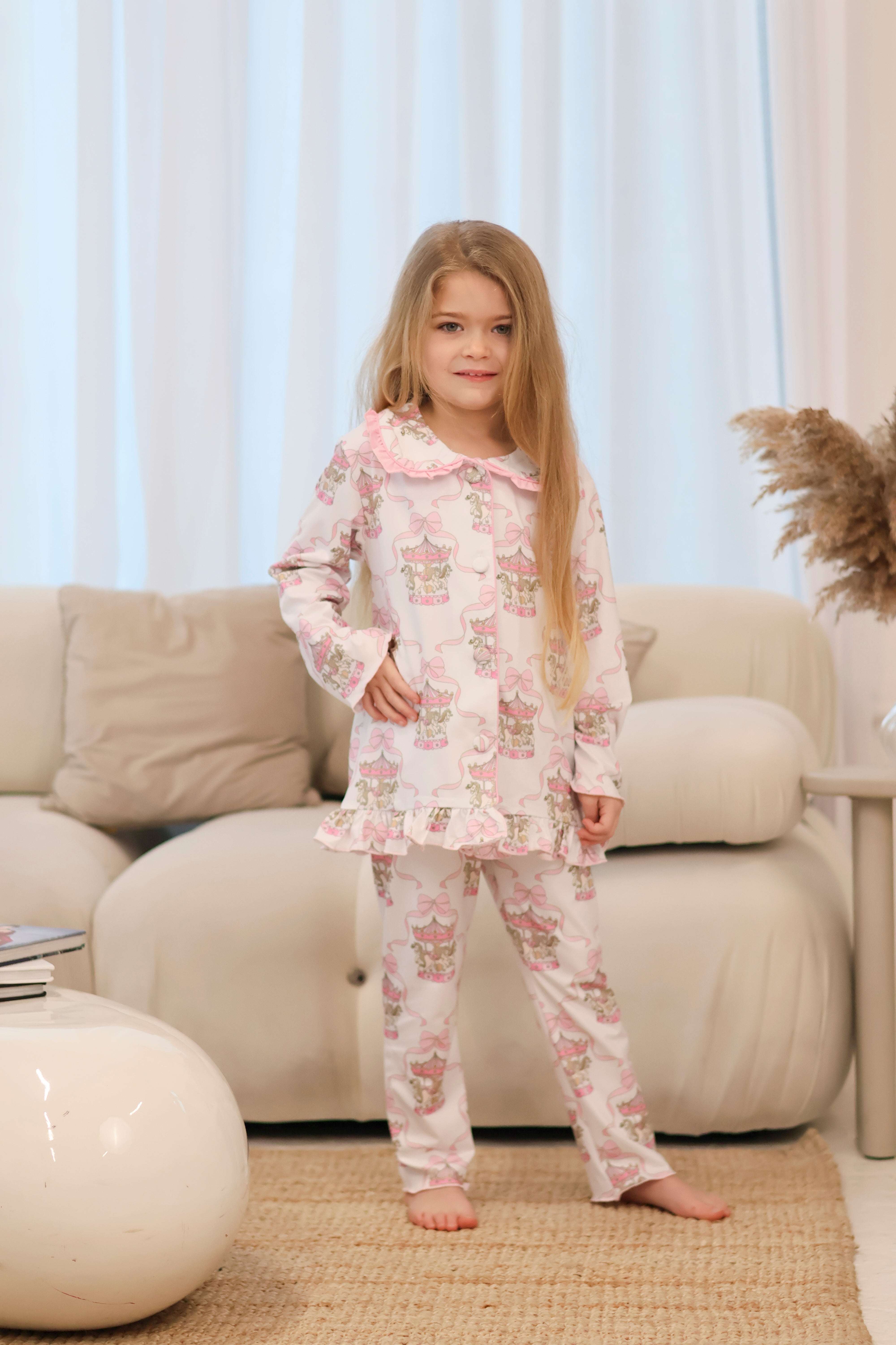 Carousel Girls Frilly Pink Pyjamas