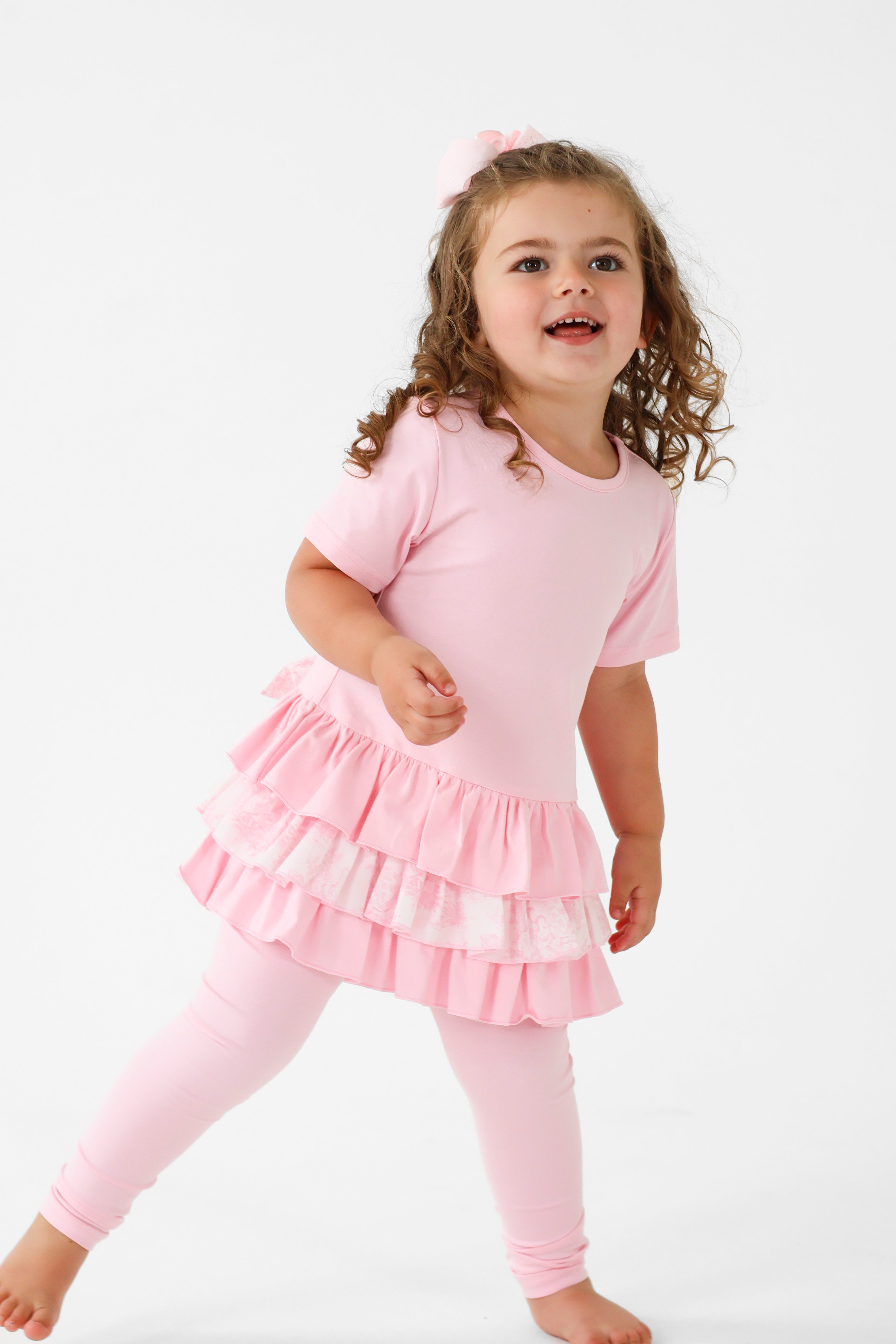 Willow Girls Frilly Bow Tracksuit Set Pink