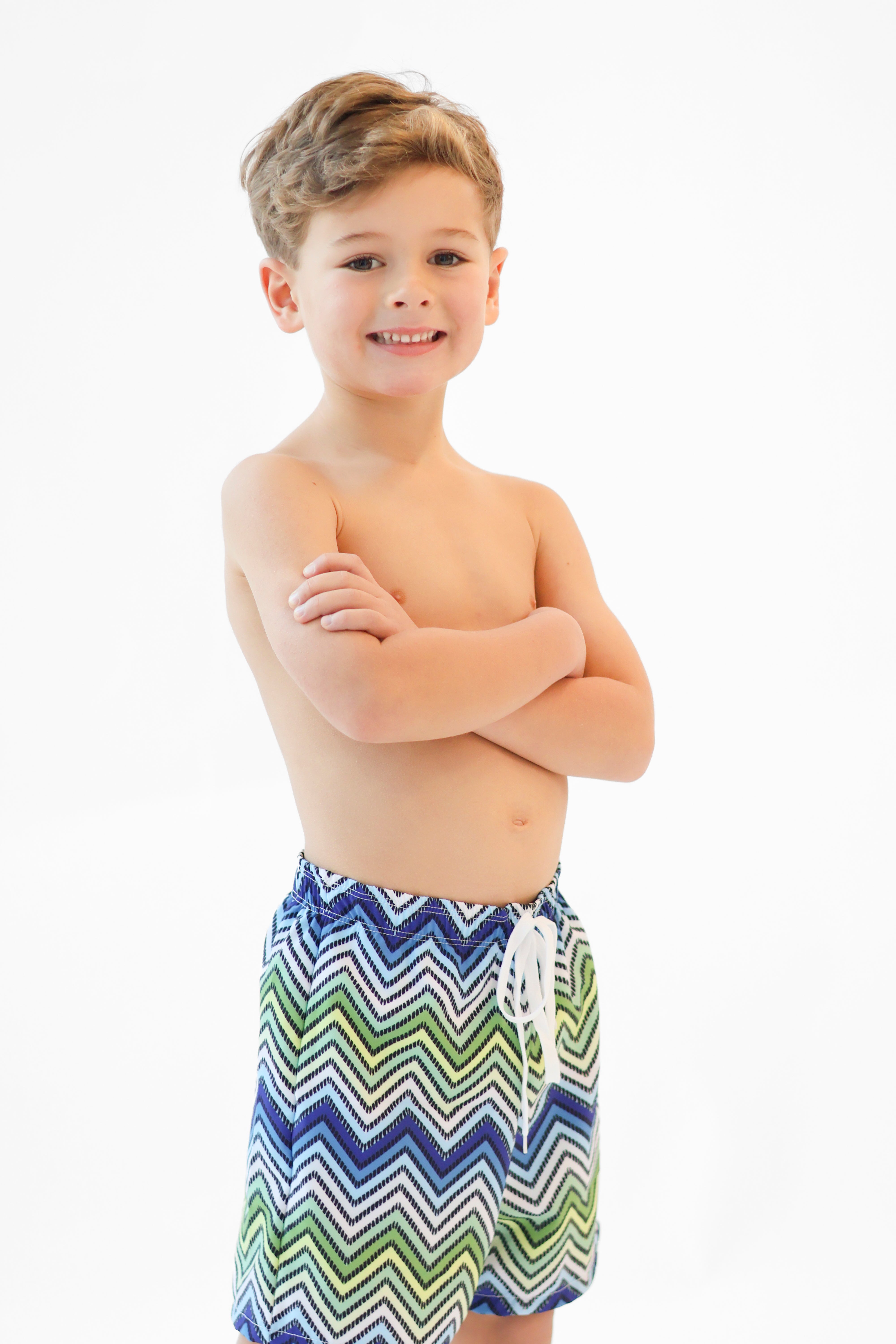 Buddy Boys Blue Chevron Print Swimming Trunks