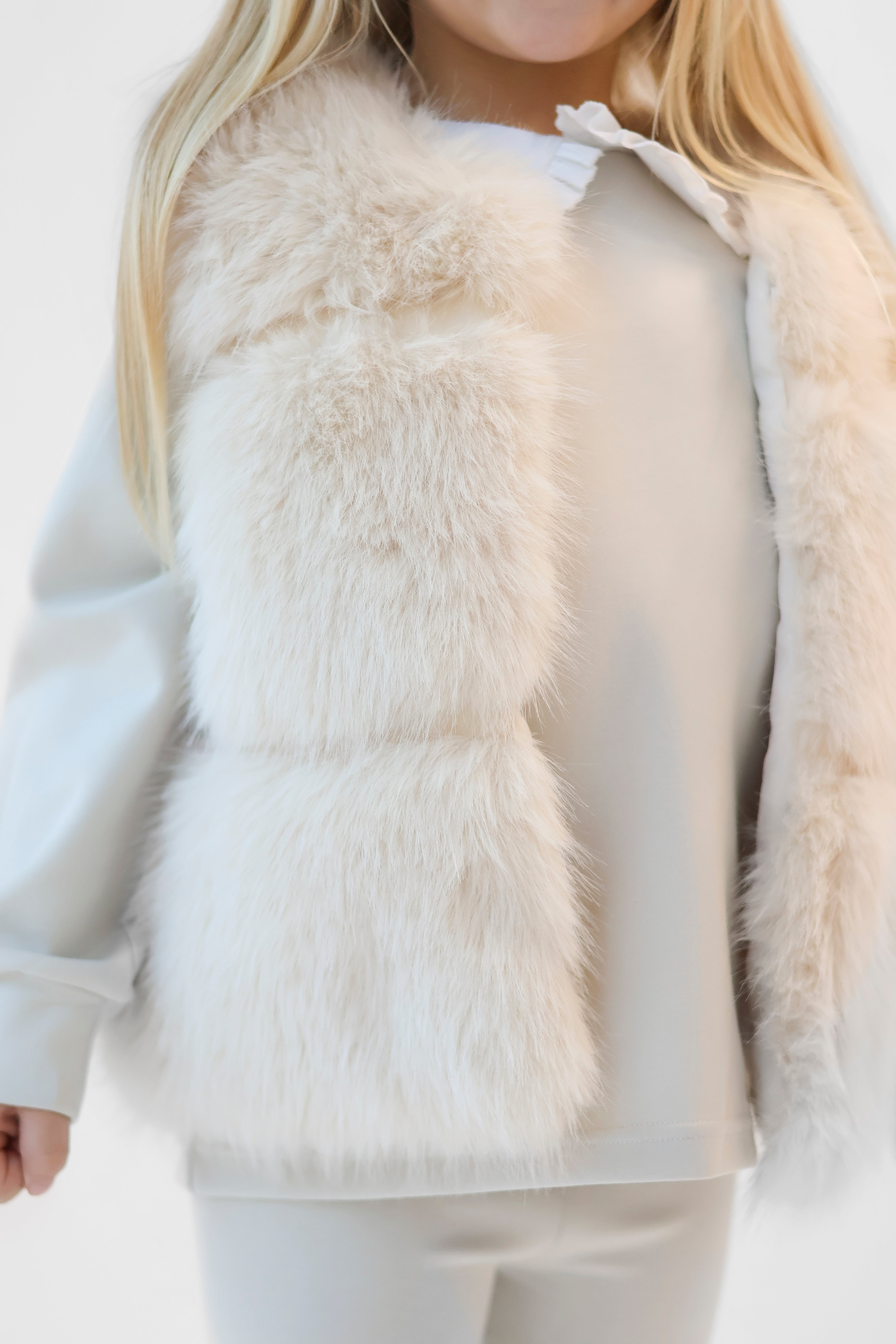 Alora Girls Faux Fur Gilet Cream