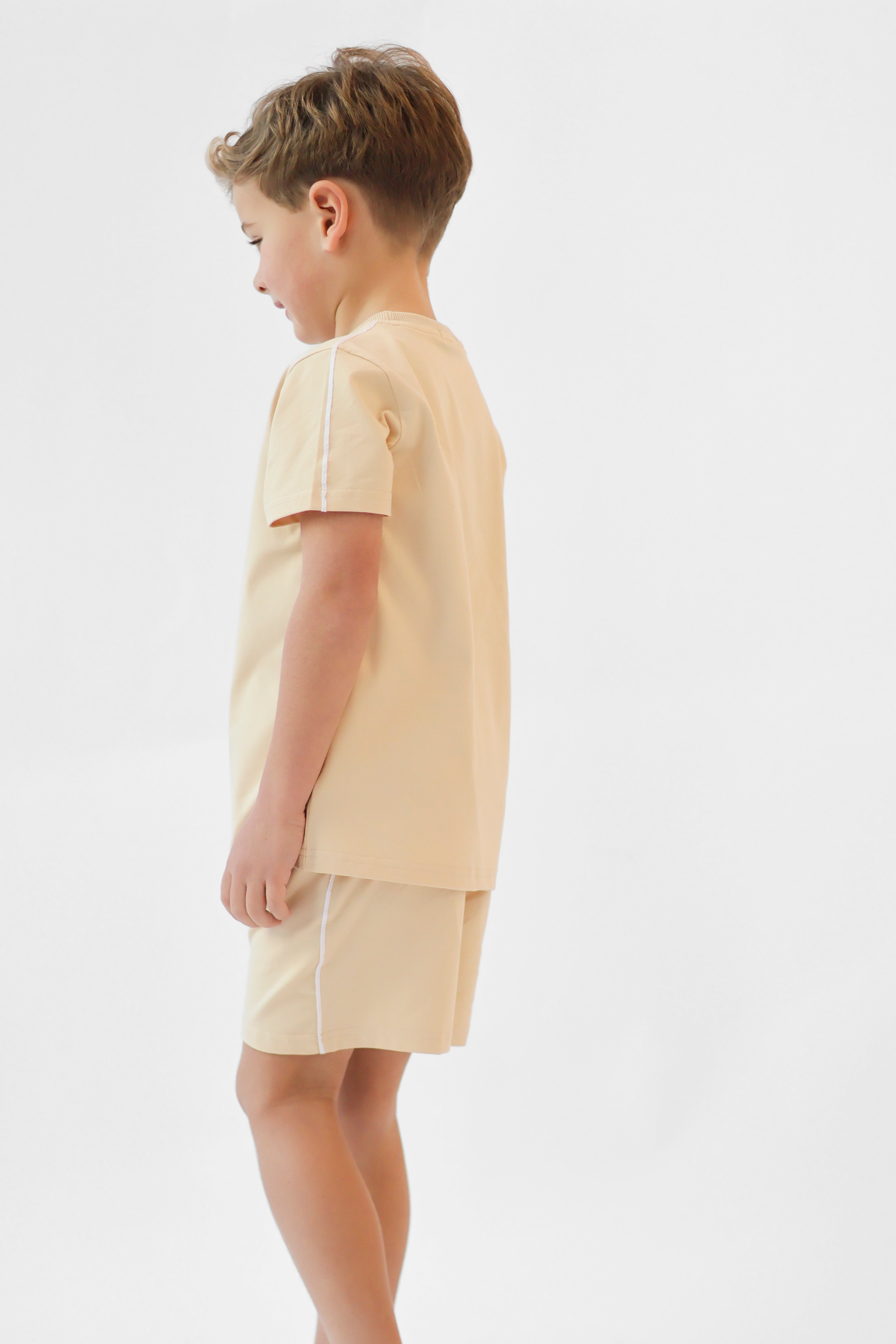Eddie Boys Plain T-Shirt & Shorts Set Beige