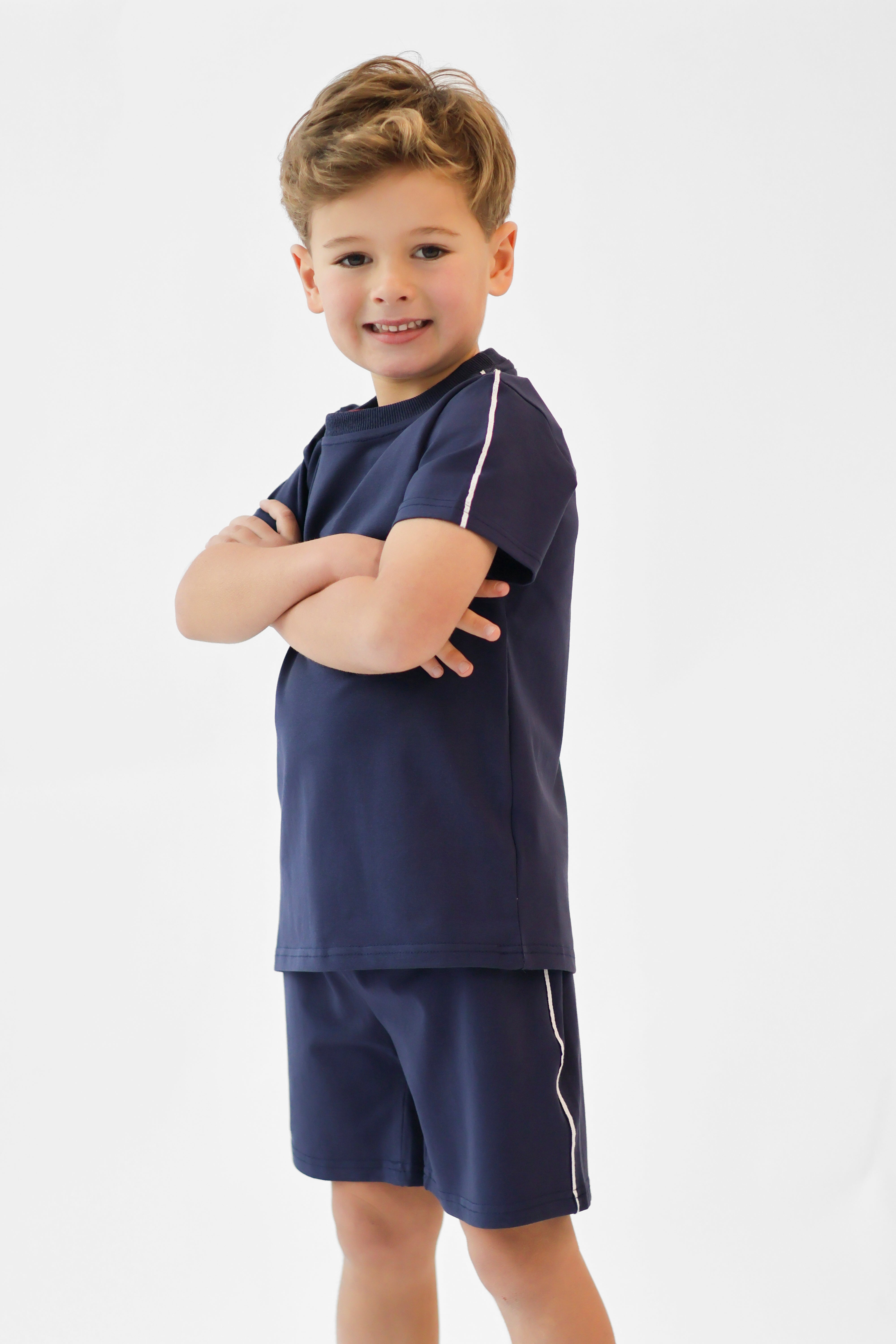 Eddie Boys Plain T-Shirt & Shorts Set Navy