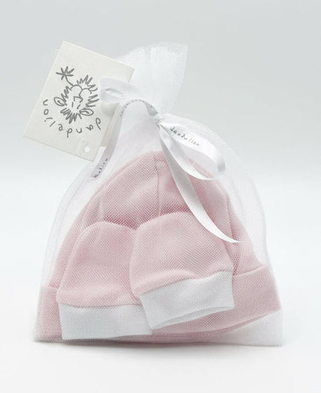 Baby Girls Hat and Mitten Set Pink