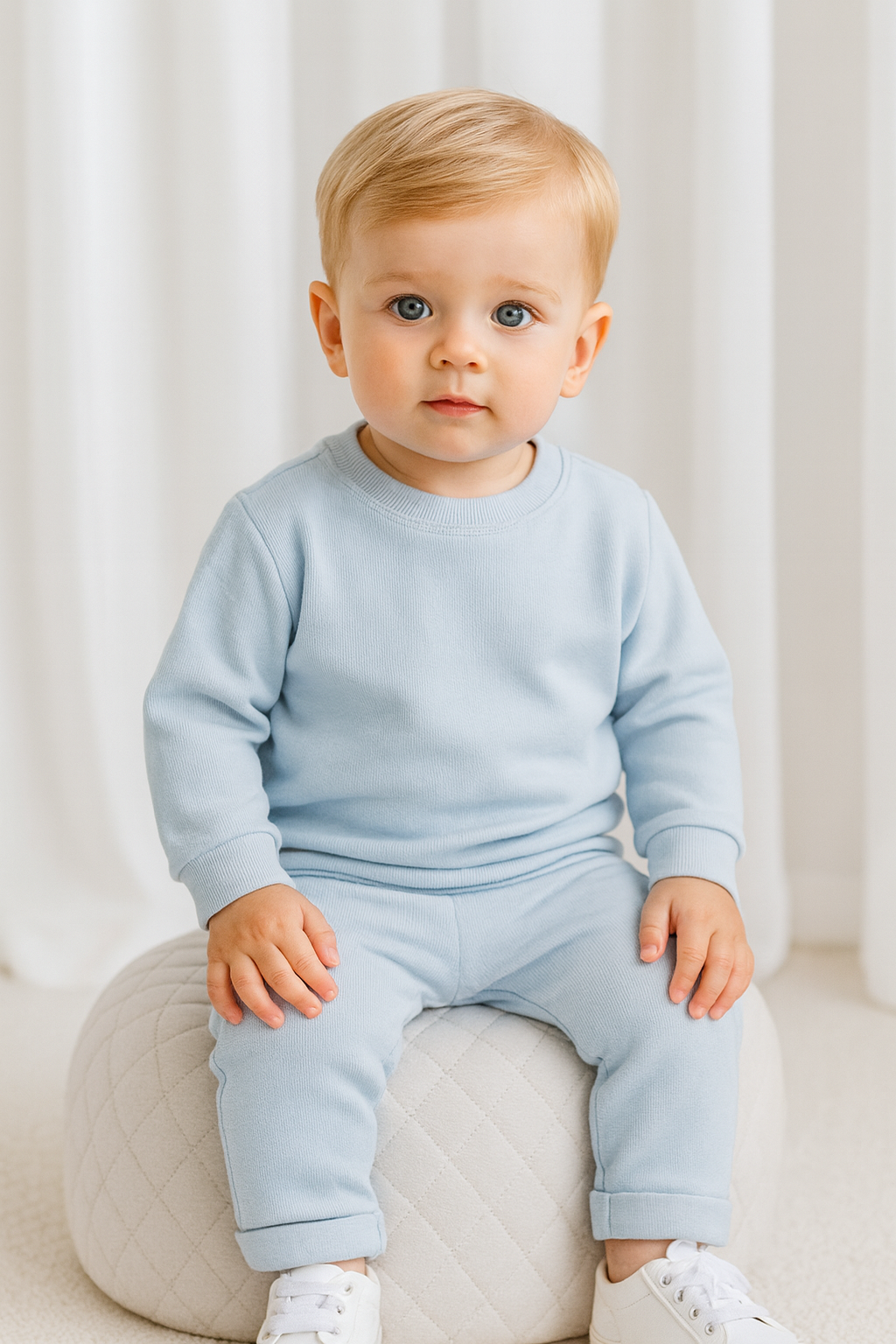 Parker Baby Ribbed Tracksuit Lounge Set Baby Blue
