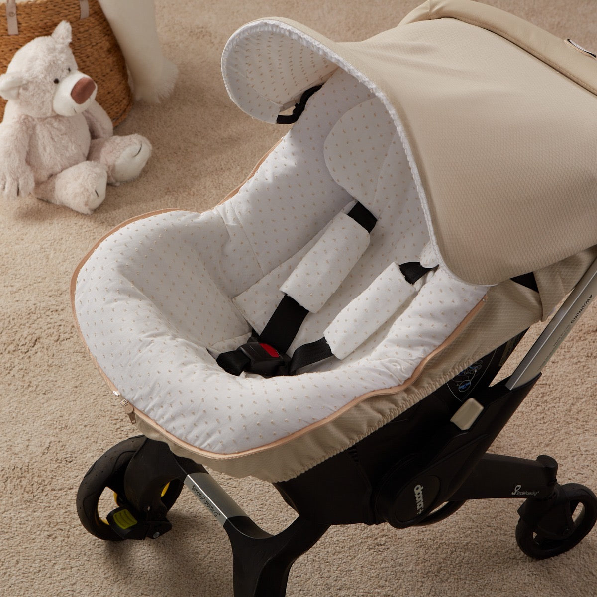 037237 Leatherette Doona Car Seat Cover Camel & White