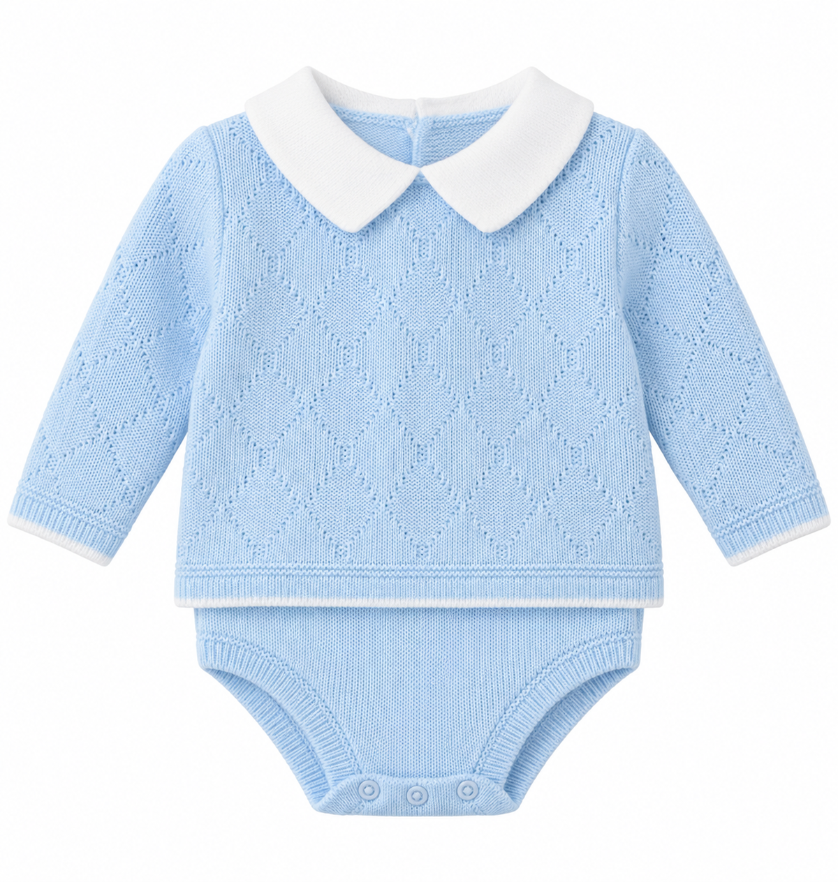 Benson Boys Knitted Jumper & Jam Pants Set Blue